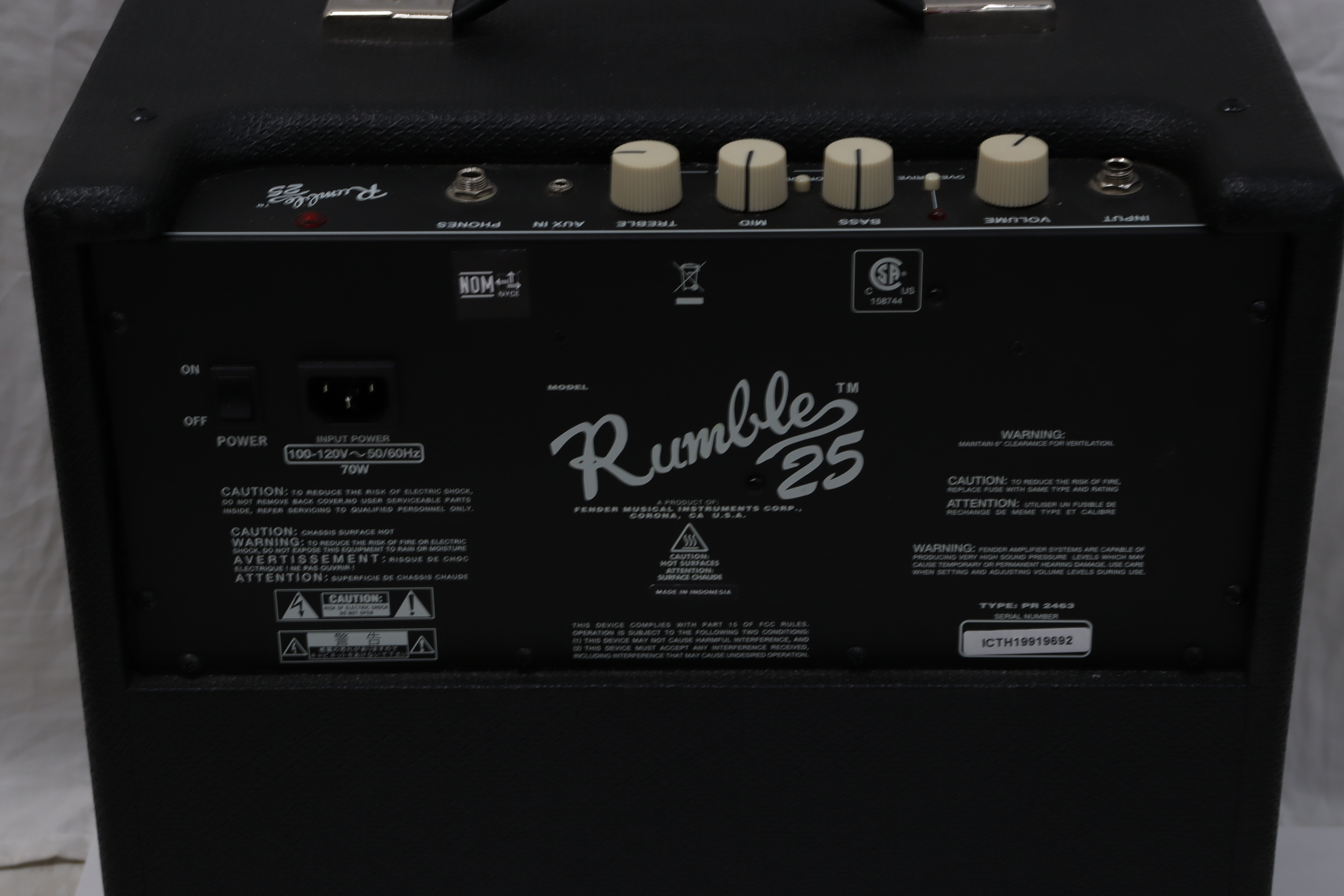 Fender Rumble 25 V3 Bass For Bass Guitar Bass Combo 25 Watts