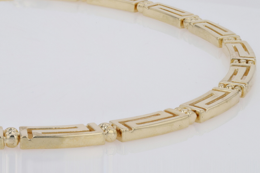 Gold Greek Key Pattern Link Necklace