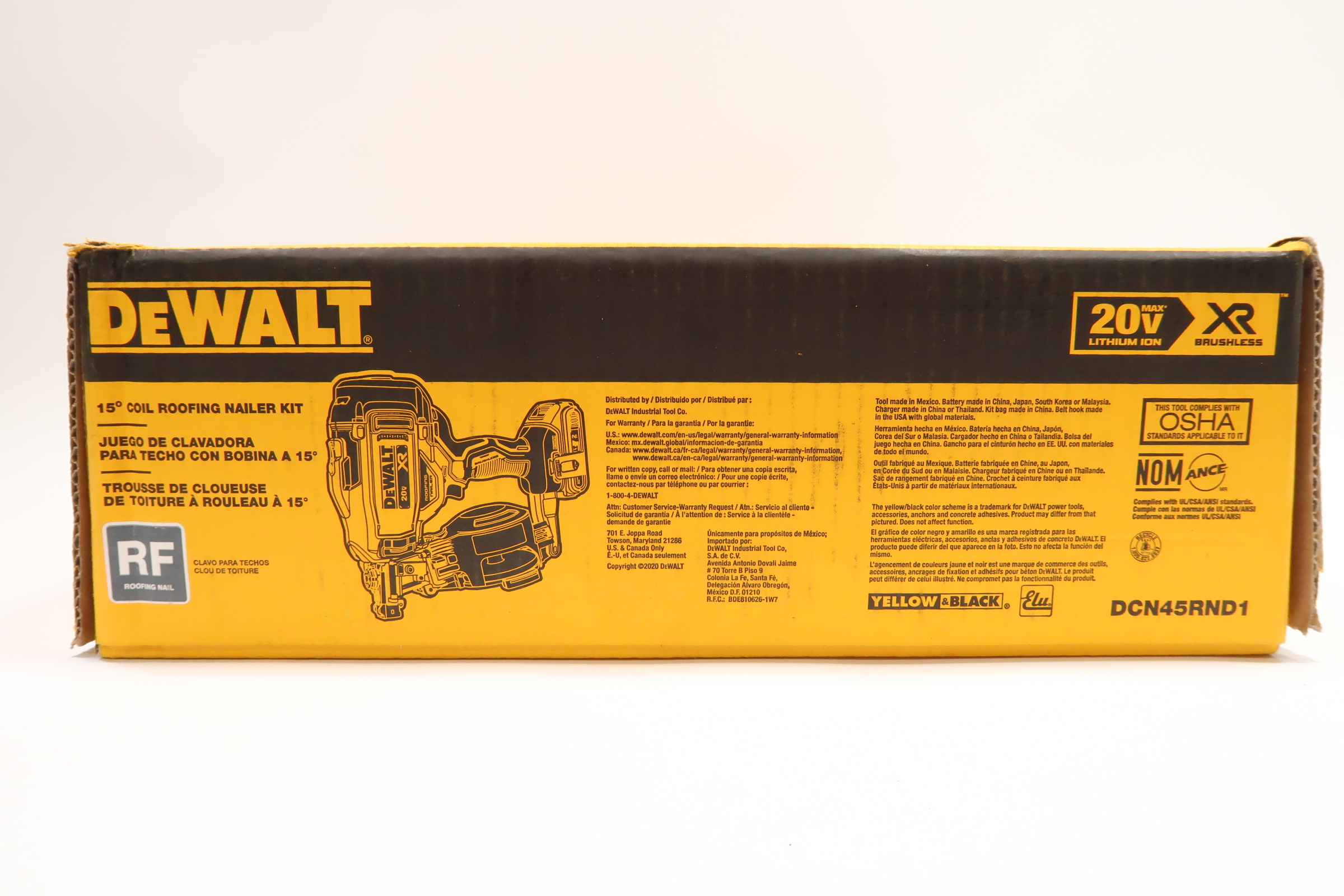 DEWALT DCN45RND 20V MAX 15 Cordless Coil Roofing Nailer Kit 9648