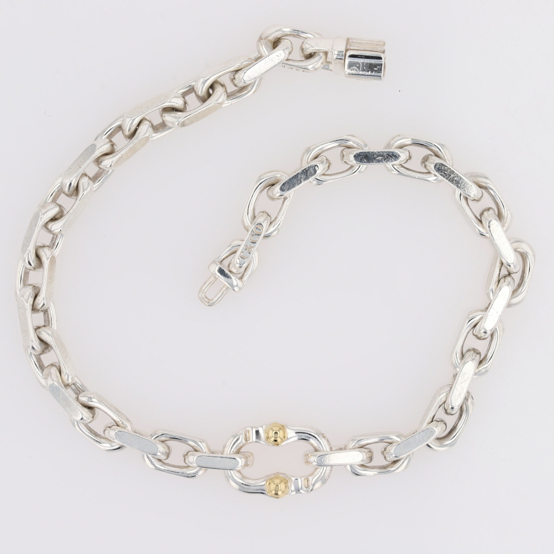 Makers narrow chain bracelet in sterling silver and 18k gold hotsell