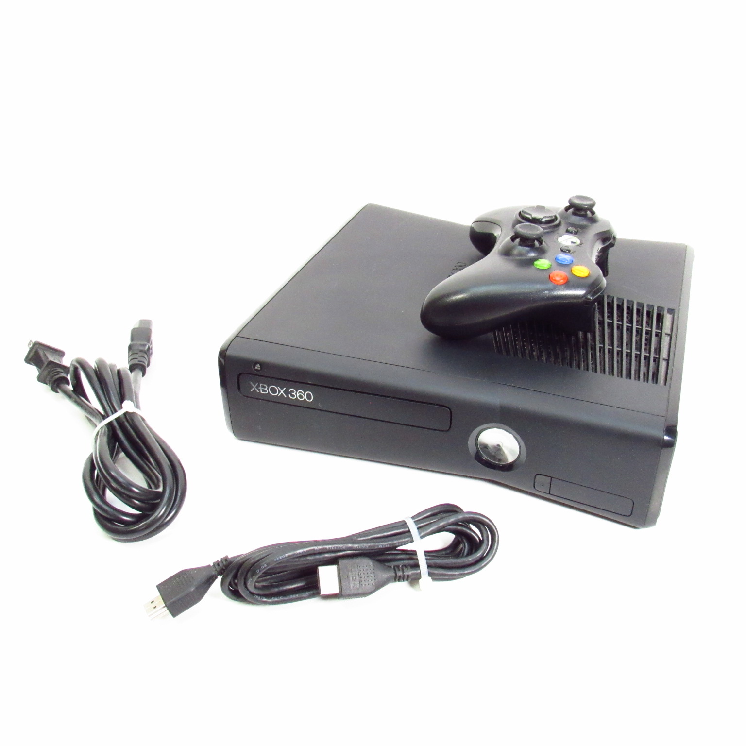 Microsoft Xbox 360 S Black Model 1439 Console Power Cords Wireless  Controller 