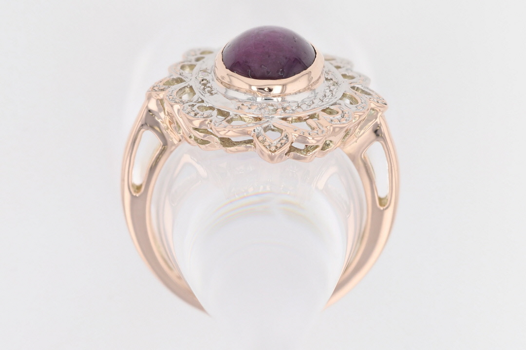 Vintage 10K Diamond Lab Created Purple Star Sapphire Ring, 1960s 10K  Created Pink Star Sapphire Diamond Ring, Star Ruby Ring,Vintage Jewelry