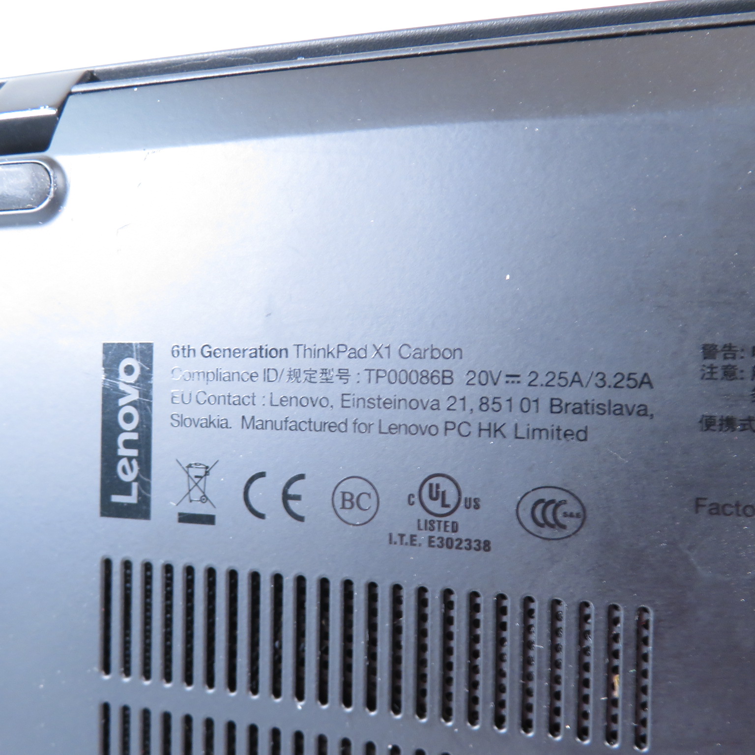 Lenovo ThinkPad X1 Carbon 6th Gen Core i5-8350U 1.7GHz 8GB RAM