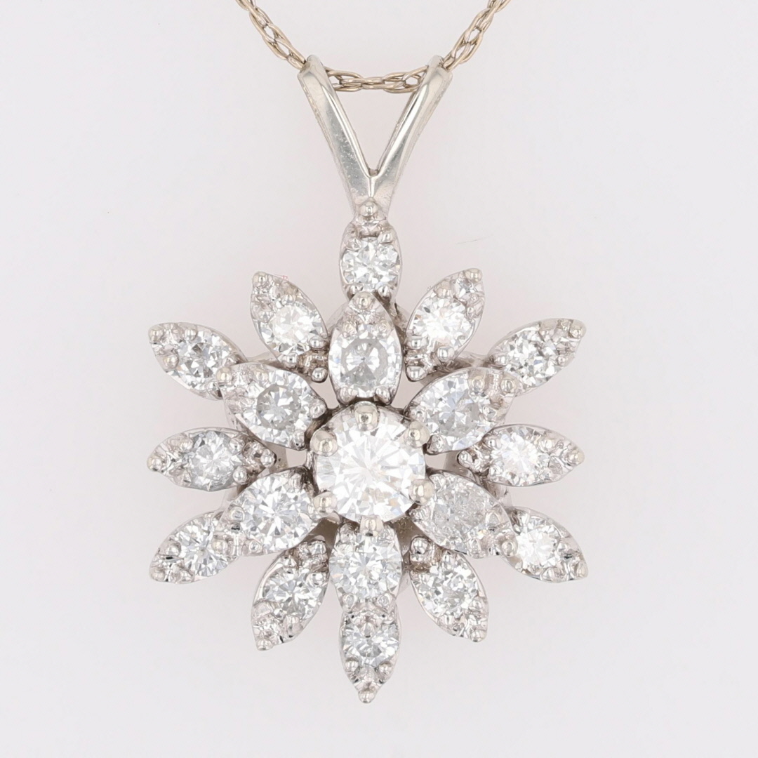 Sunburst Flower Snowflake Pendant 10k White shops Gold Statement