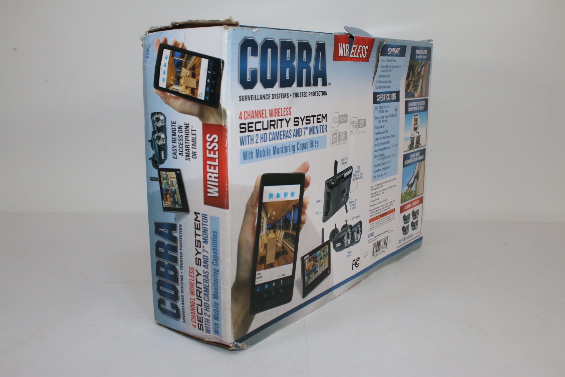 cobra 4 channel wireless surveillance system with 2 cameras 7