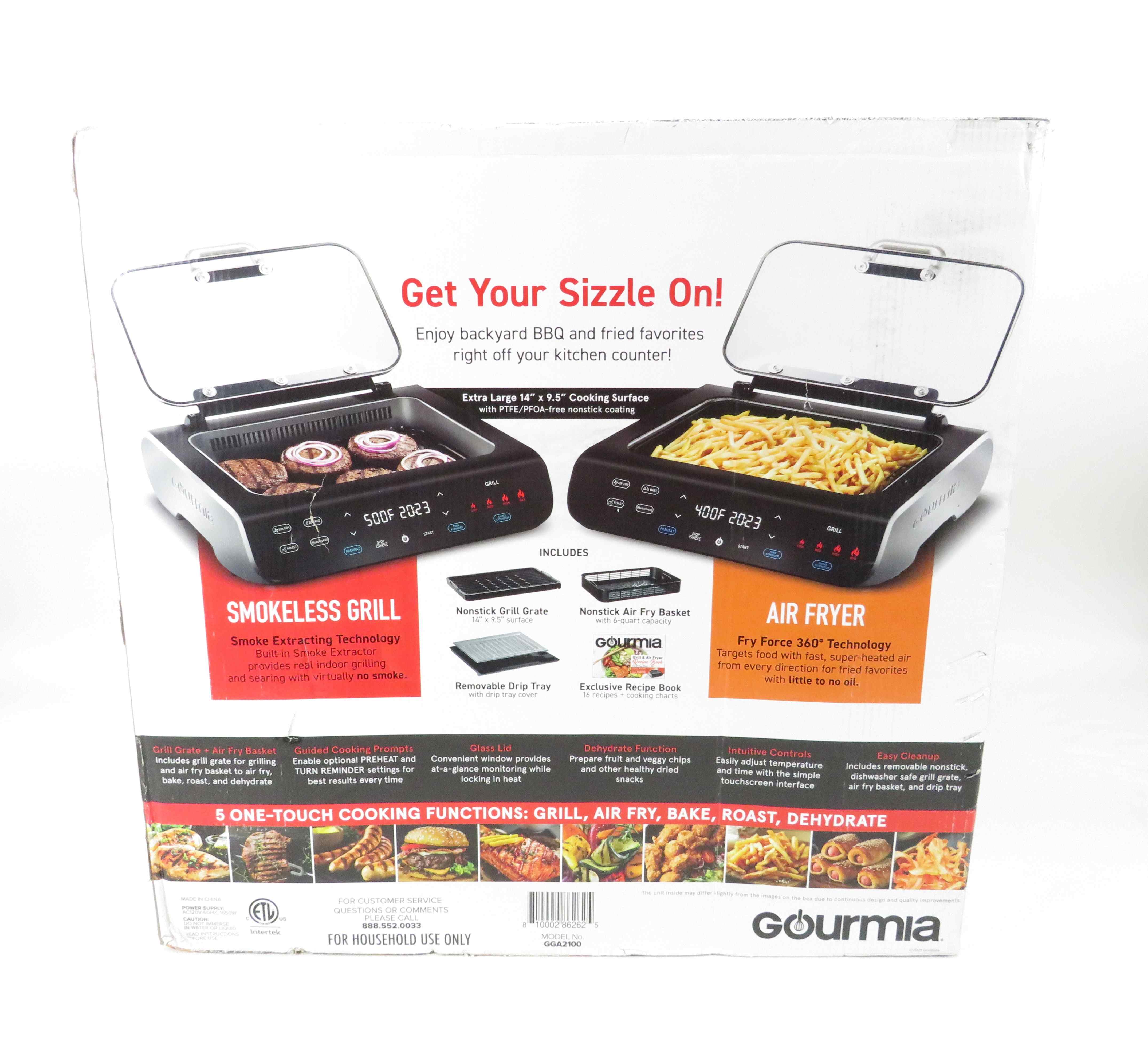 Gourmia GGA2100 Smokeless Grill & Air Fryer Combo