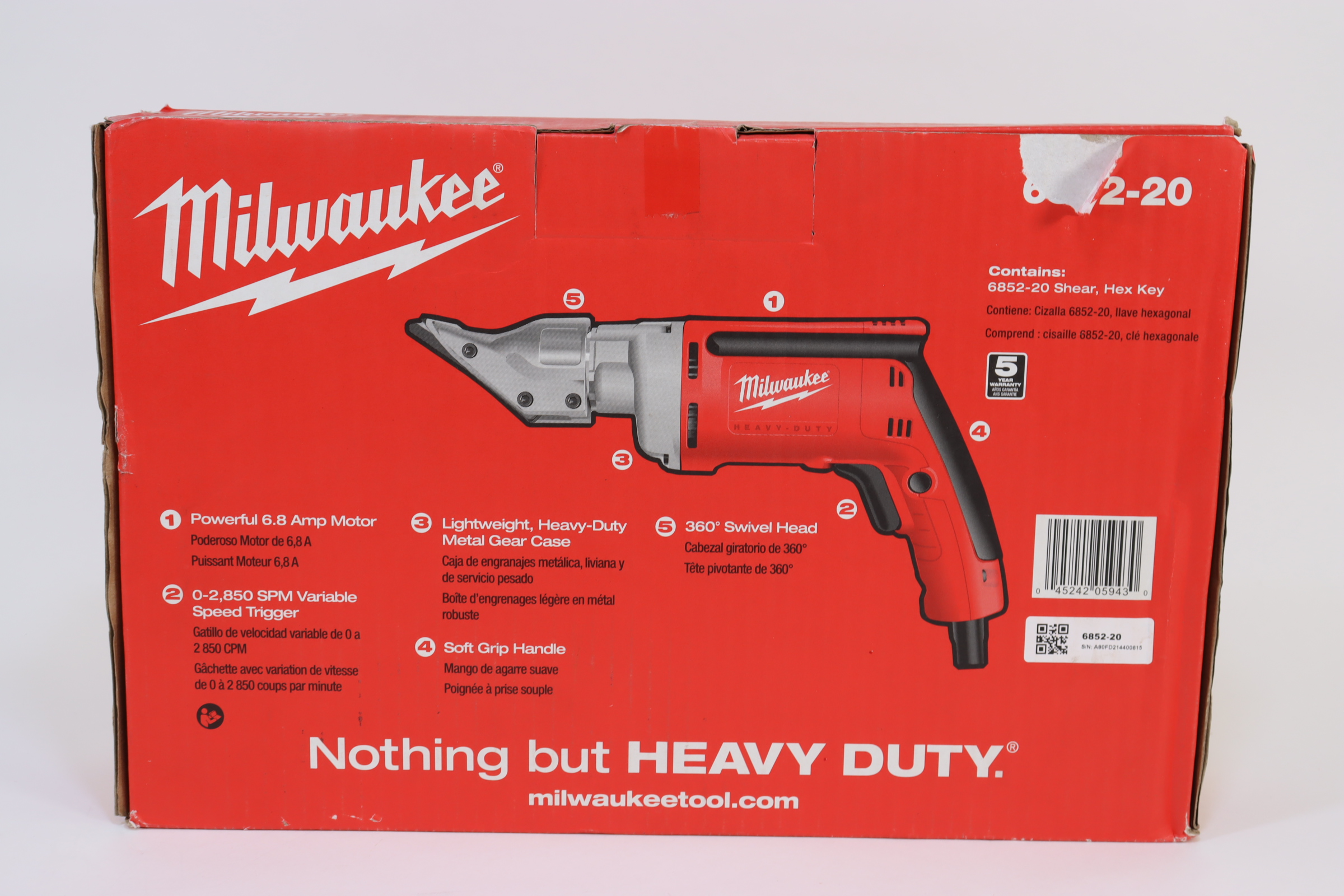 Milwaukee 18-Gauge Shear Shear 6852-20 6.8 Amp