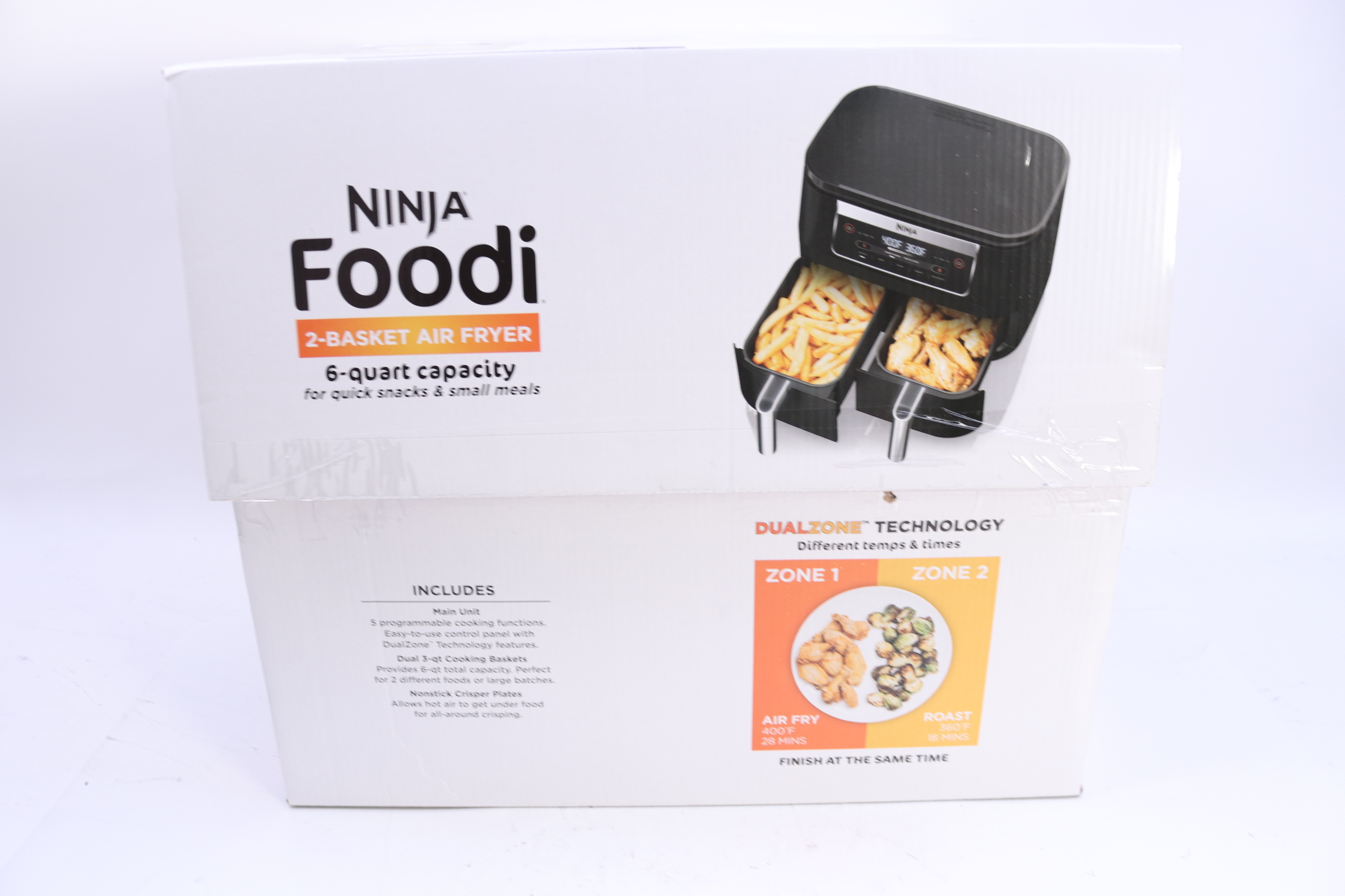  Ninja DZ090 Foodi 6 Quart 5-in-1 DualZone 2-Basket Air