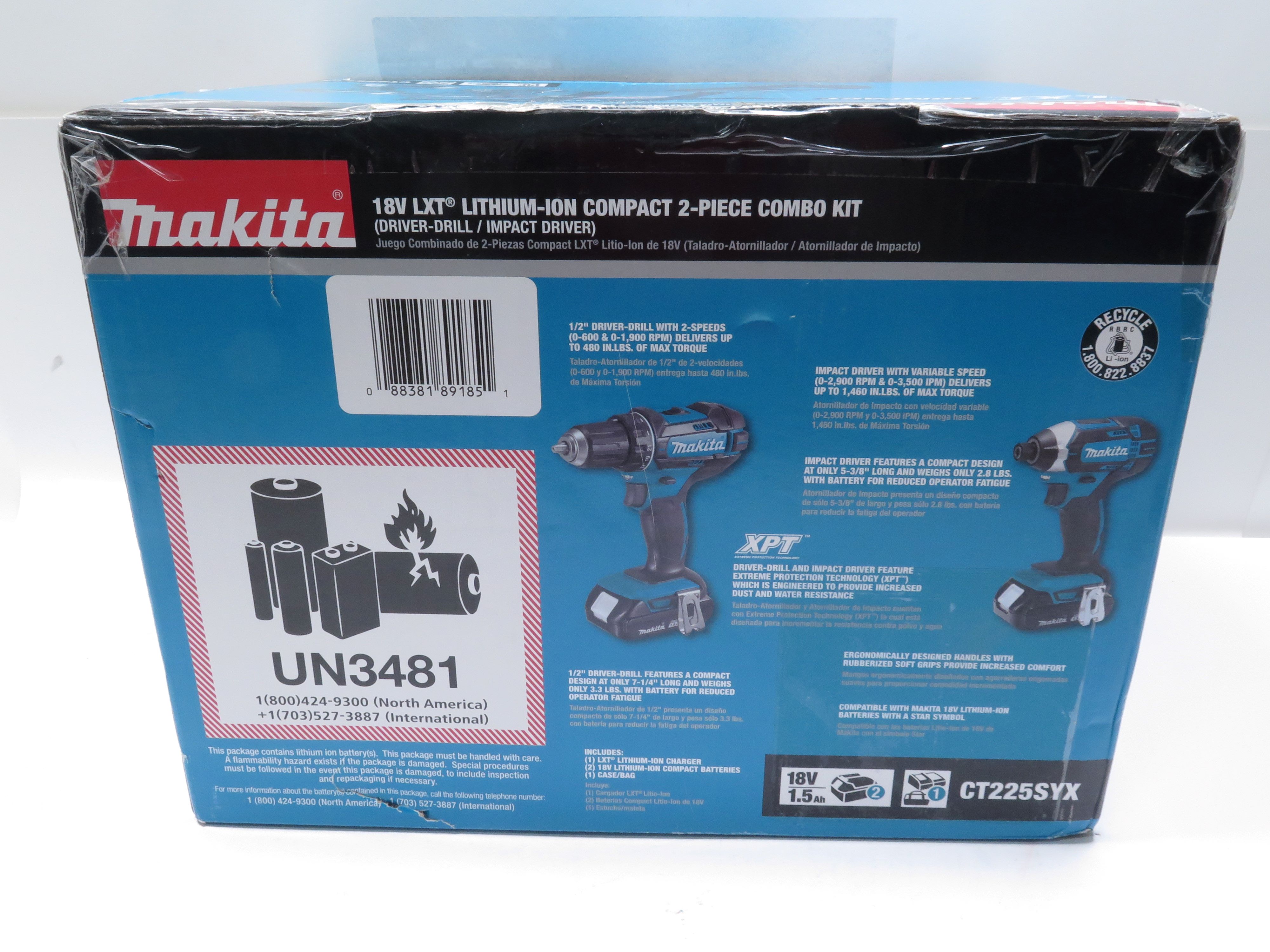 Makita CT225SYX 18V LXT Lithium-Ion Cordless Compact Drill/Impact Combo Kit  1163