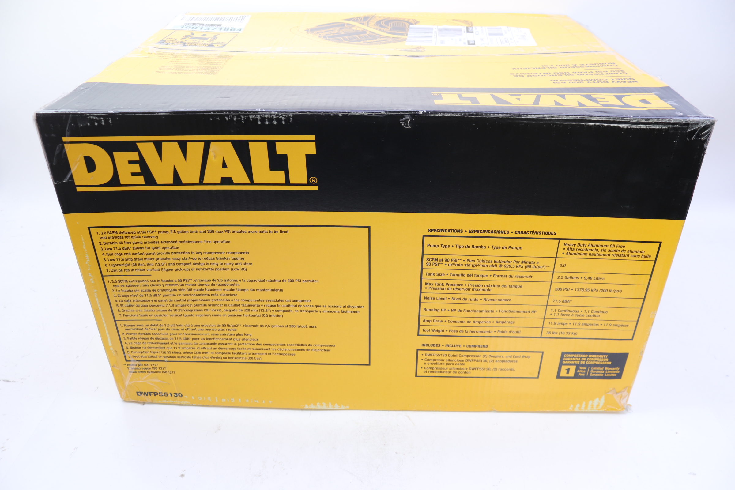 DeWalt DWFP55130 2.5 Gal. Portable Electric Heavy Duty 200 PSI Air  Compressor