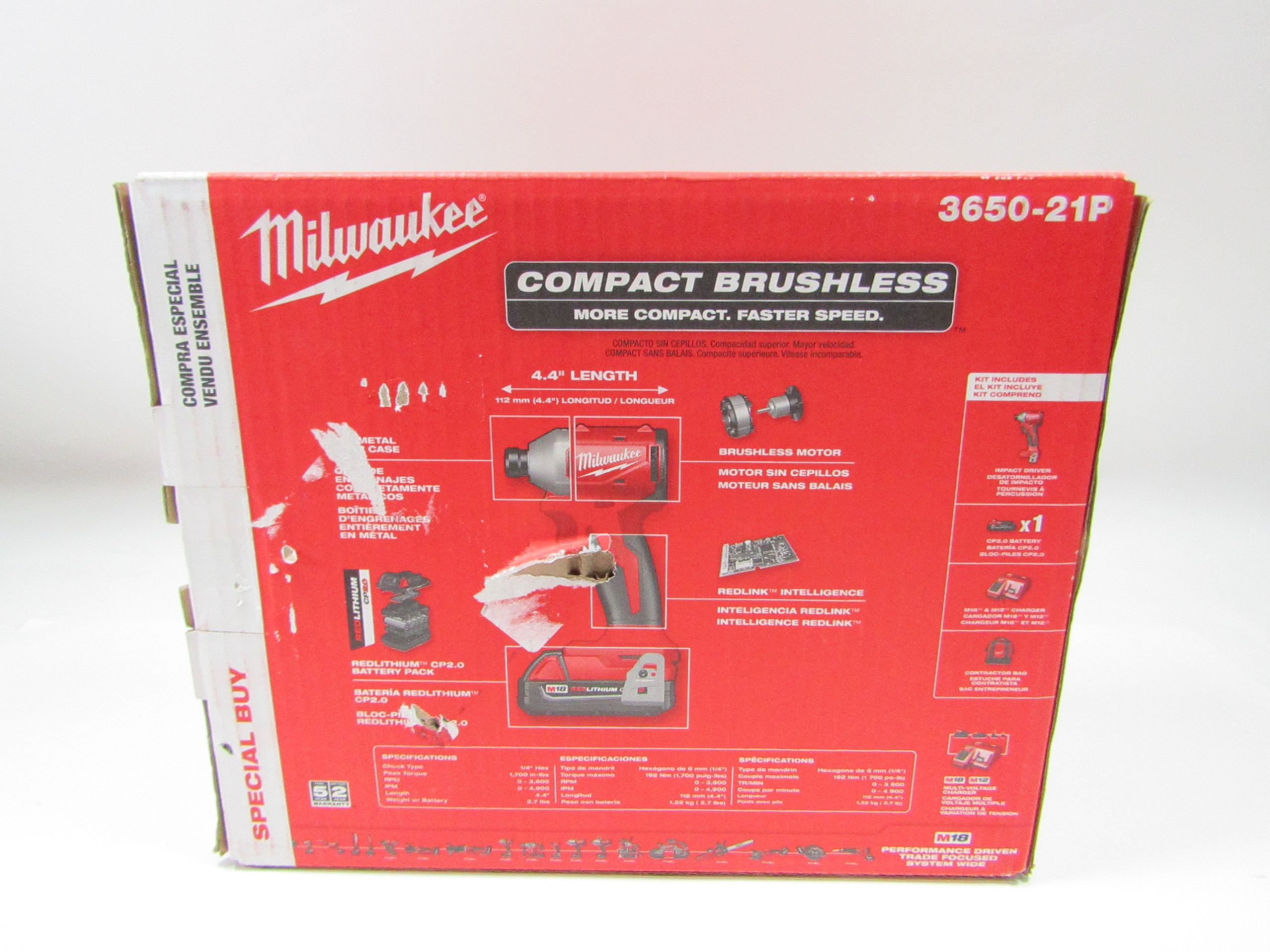 Milwaukee 3650-20 M18 Compact Brushless 1/4 Hex Impact Driver