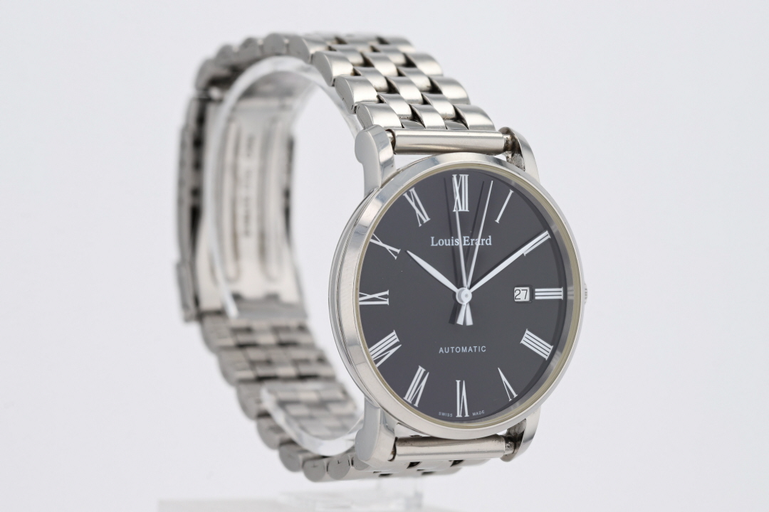 Louis Erard Heritage Black Dial 40mm Quartz Stainless Steel Men's Wristwatch