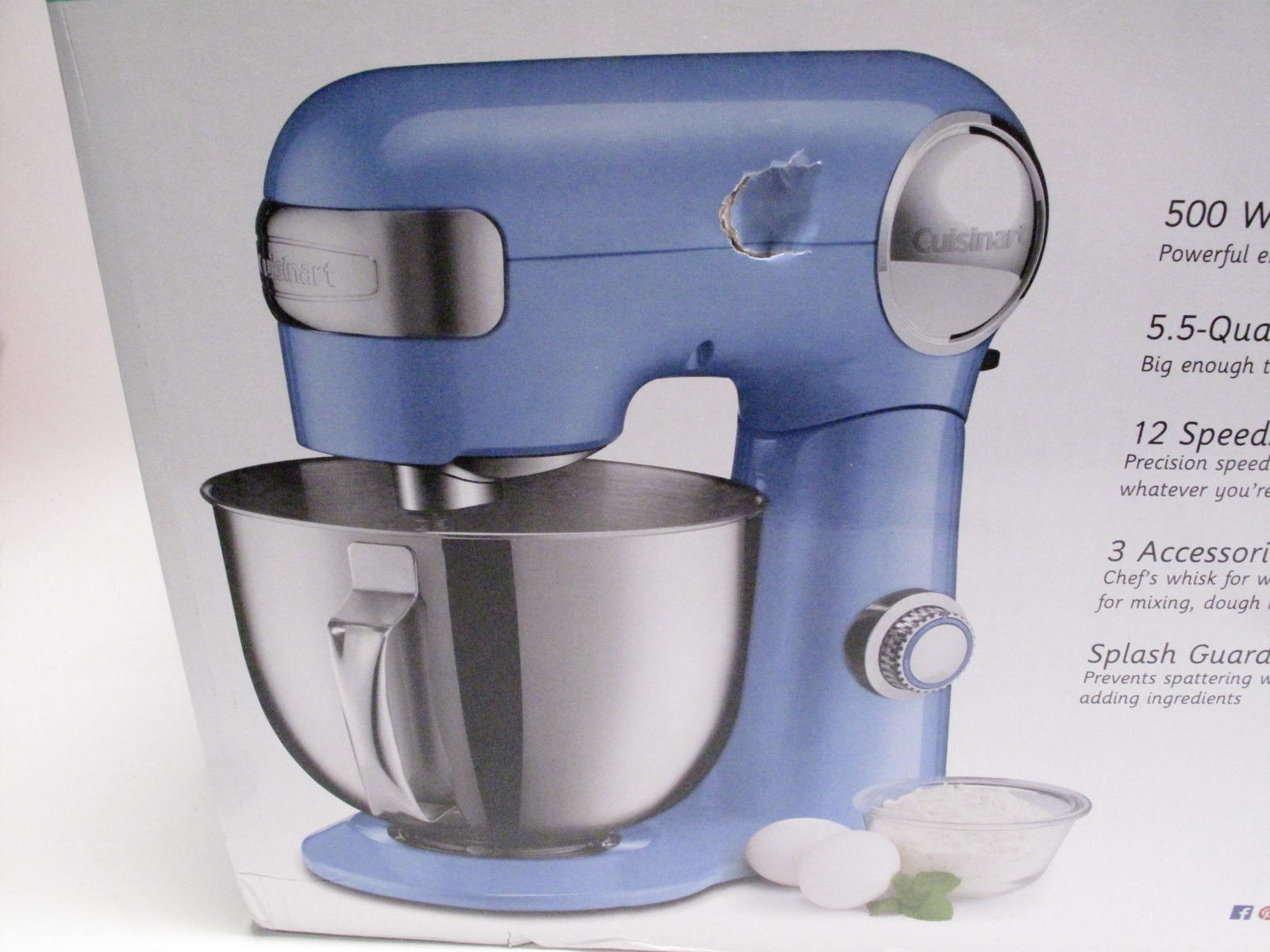 Cuisinart SM-50BL Corded 5.5-Quart 12-Speed Stand Mixer Robin's Egg Blue