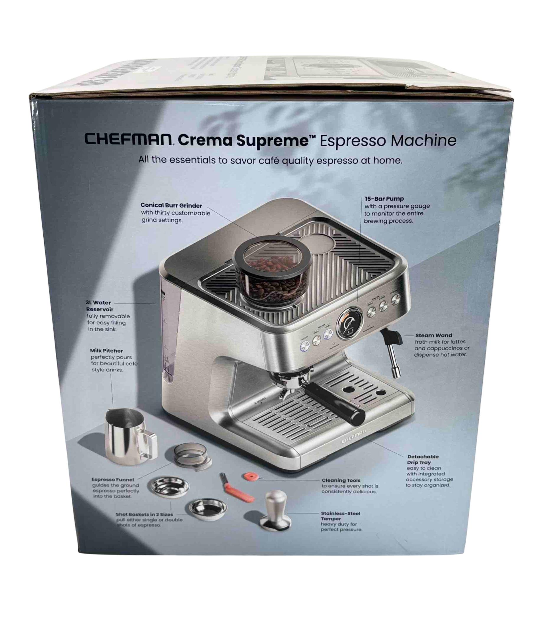 Chefman Crema Supreme RJ54-G-SS 15-Bar Pump Espresso Machine