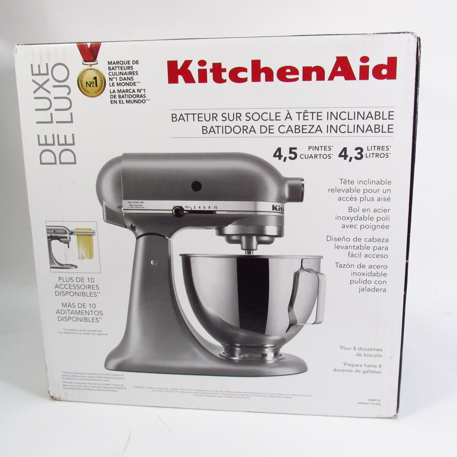 KitchenAid Deluxe KSM97SL 4.5-Quart 4.3-Liter Tilt-Head Stand Mixer Silver
