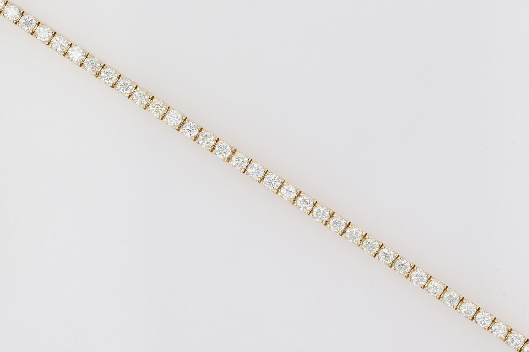 14K Yellow Gold Diamond Round Brilliant S Prong Set Tennis Bracelet (4.18ctw.)