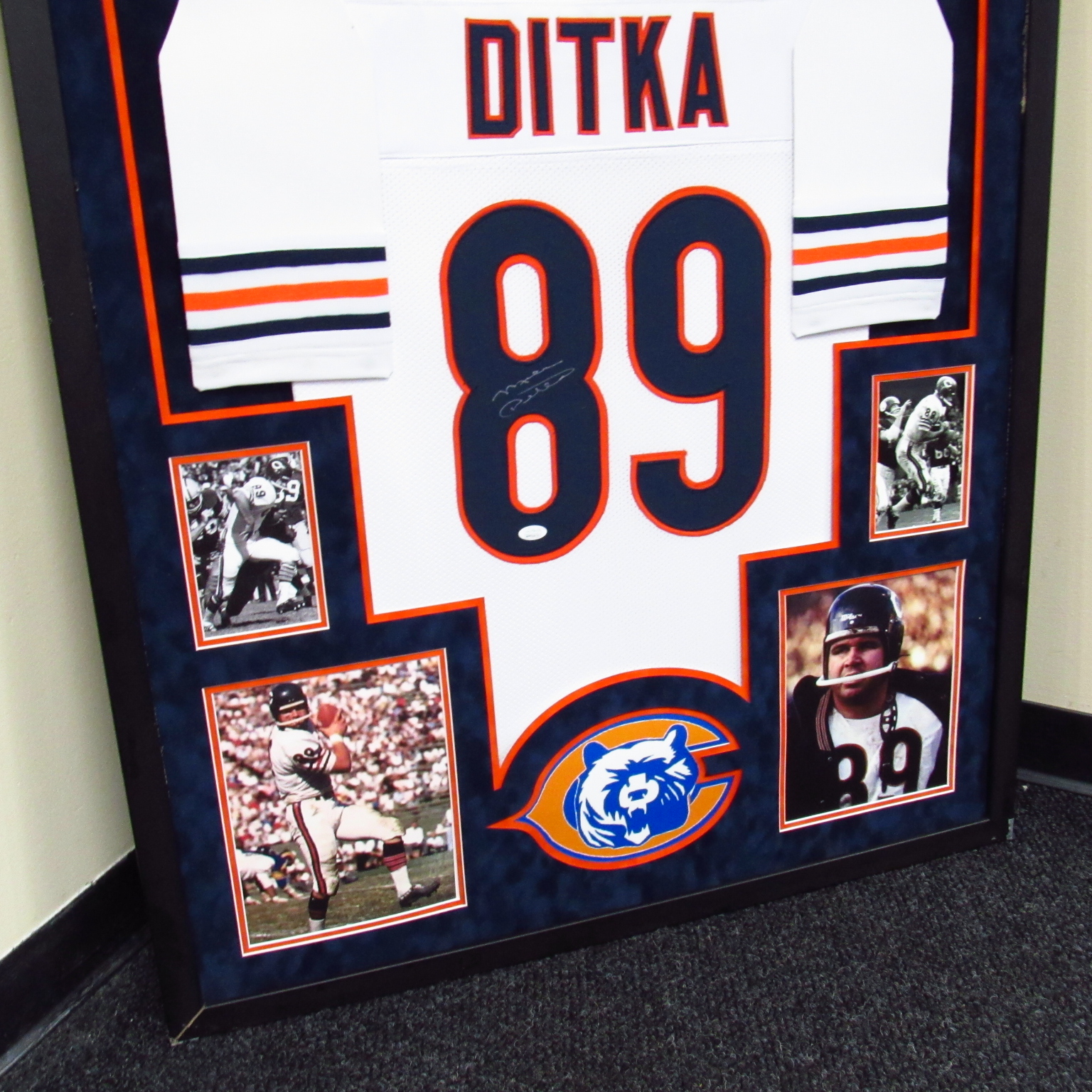 Mike Ditka Autographed and Framed Blue Bears Jersey