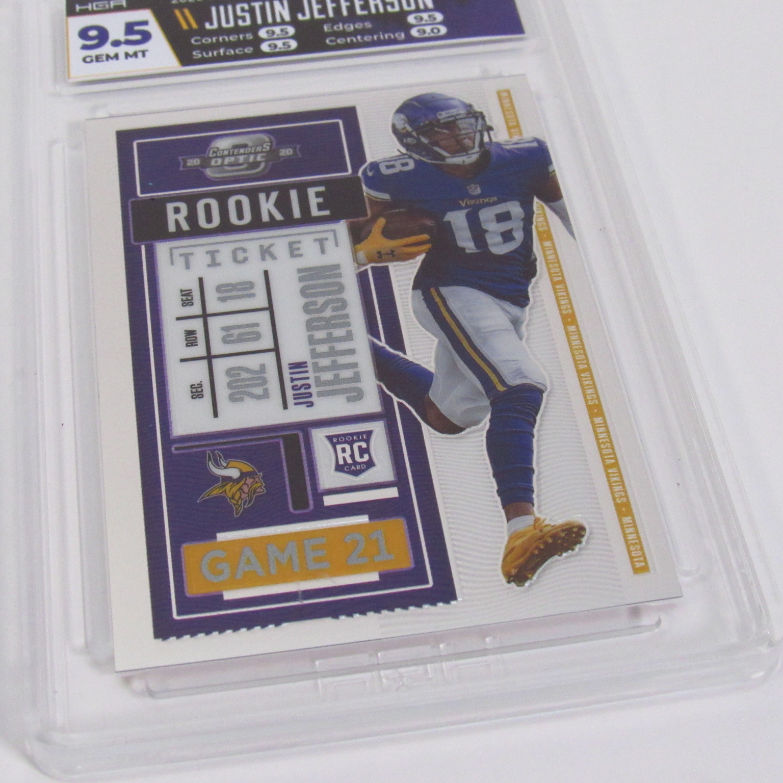 2020 Contenders Justin Jefferson on sale Rookie of Year Minnesota Vikings PSA 10 GEM MT