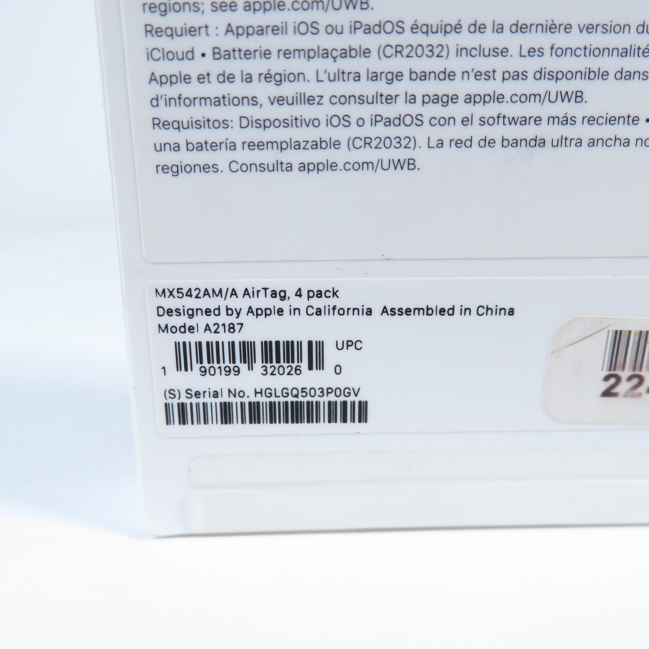 Apple AirTag 4-Pack MX542AM/A Data Encrypted Sensors