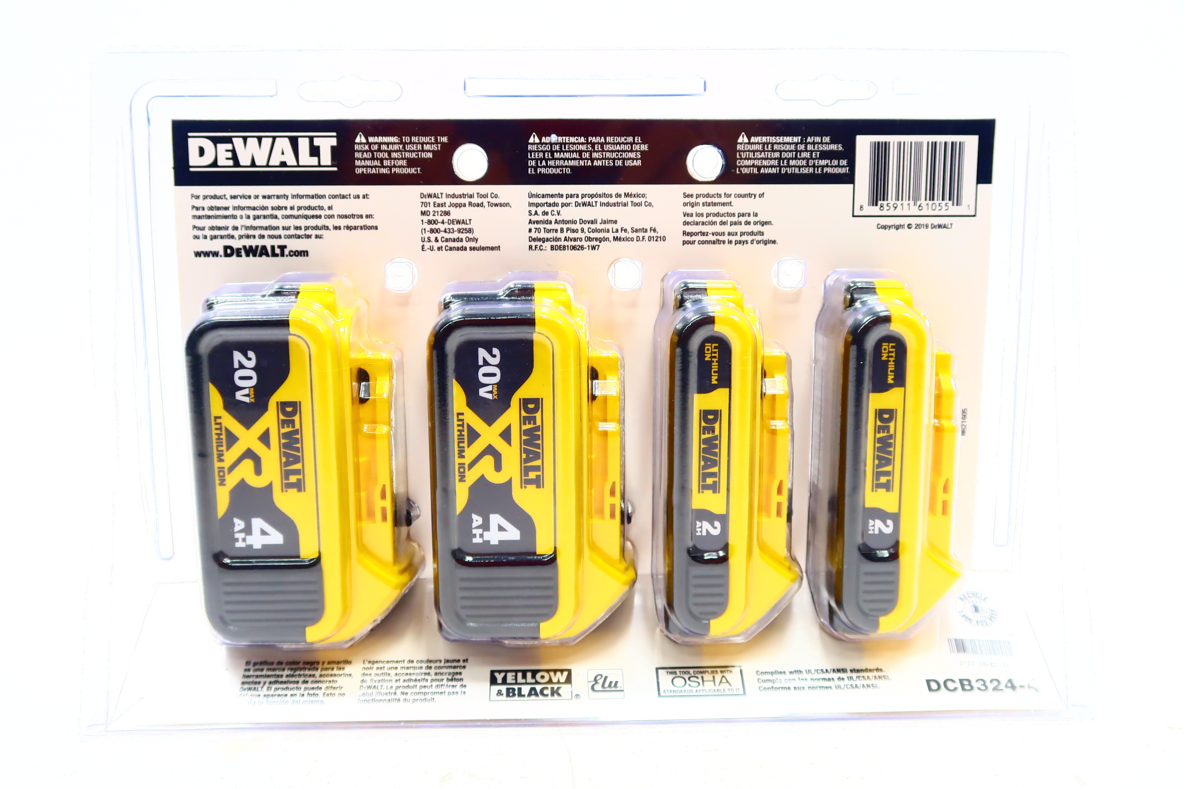 DEWALT 20V MAX Battery, Lithium Ion, 2 Ah and 4 Ah, 4-Pack, Fuel Gauge LED  Charge Indicators (DCB324-4) 