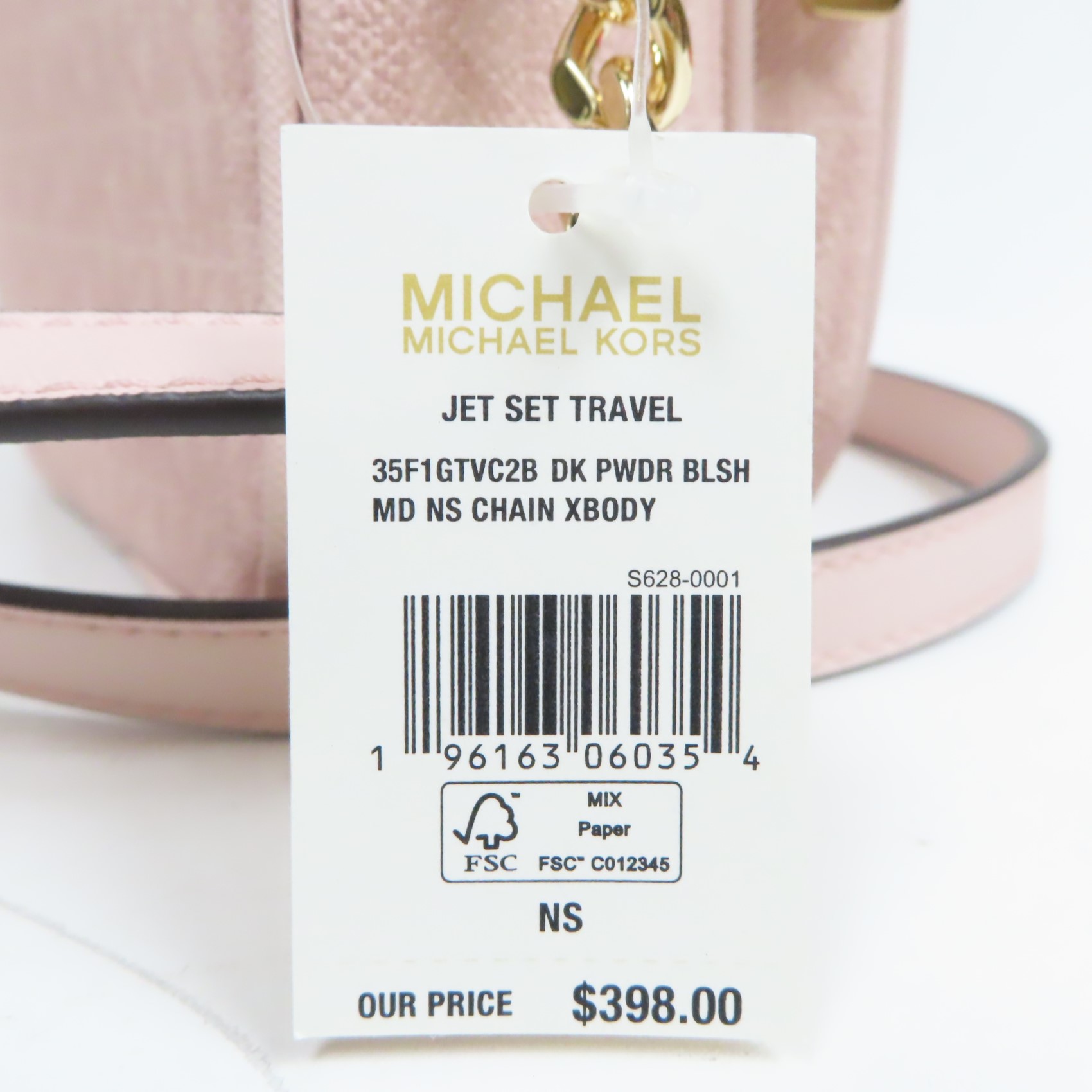 Michael Kors 35F1GTVC2B Jet Set Travel Medium Logo Crossbody Bag - Powder Blush