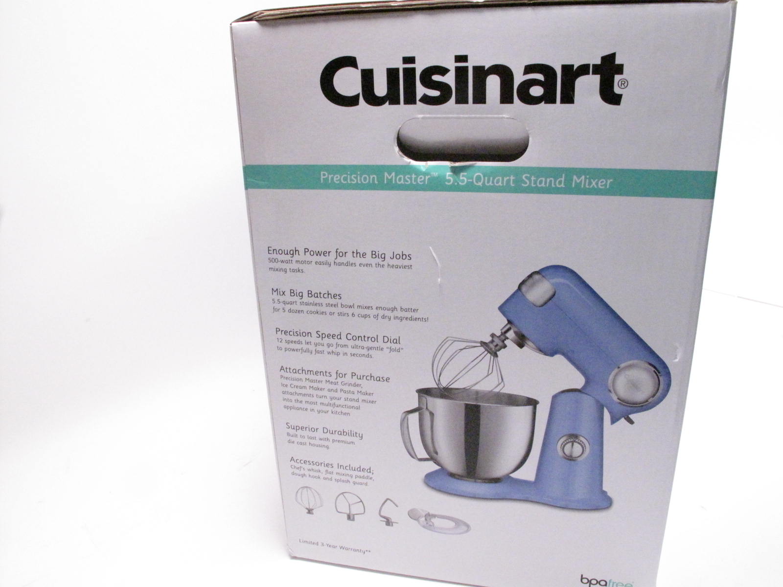 Cuisinart Stand Mixer, 12 Speed, 5.5 Quart Stainless Steel Bowl, Chef's  Whisk, Mixing Paddle, Dough Hook, Splash Guard w/ Pour Spout, Robin's Egg