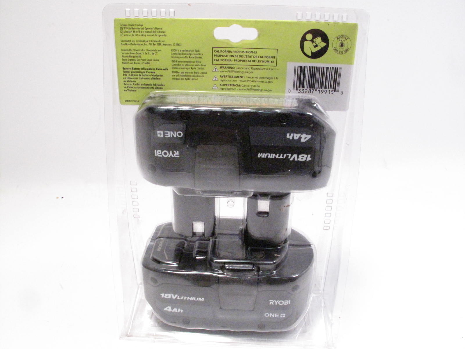 RYOBI ONE+ 18V Lithium-Ion 4.0 Ah Battery (2-Pack) PBP2005 - The