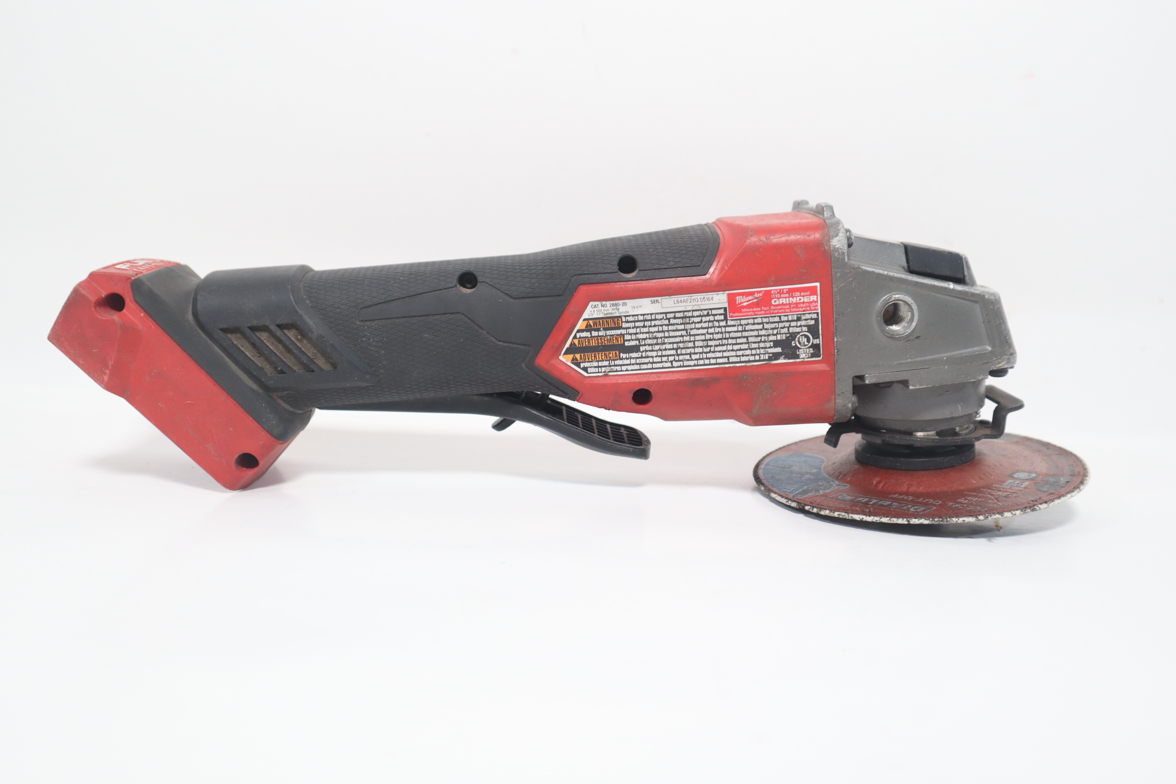 2880-20 M18 FUEL Brushless Lithium-Ion 4-1/2 in. / 5 in. Cordless Small  Angle Grinder with No-Lock Paddle Switch (Tool Only)