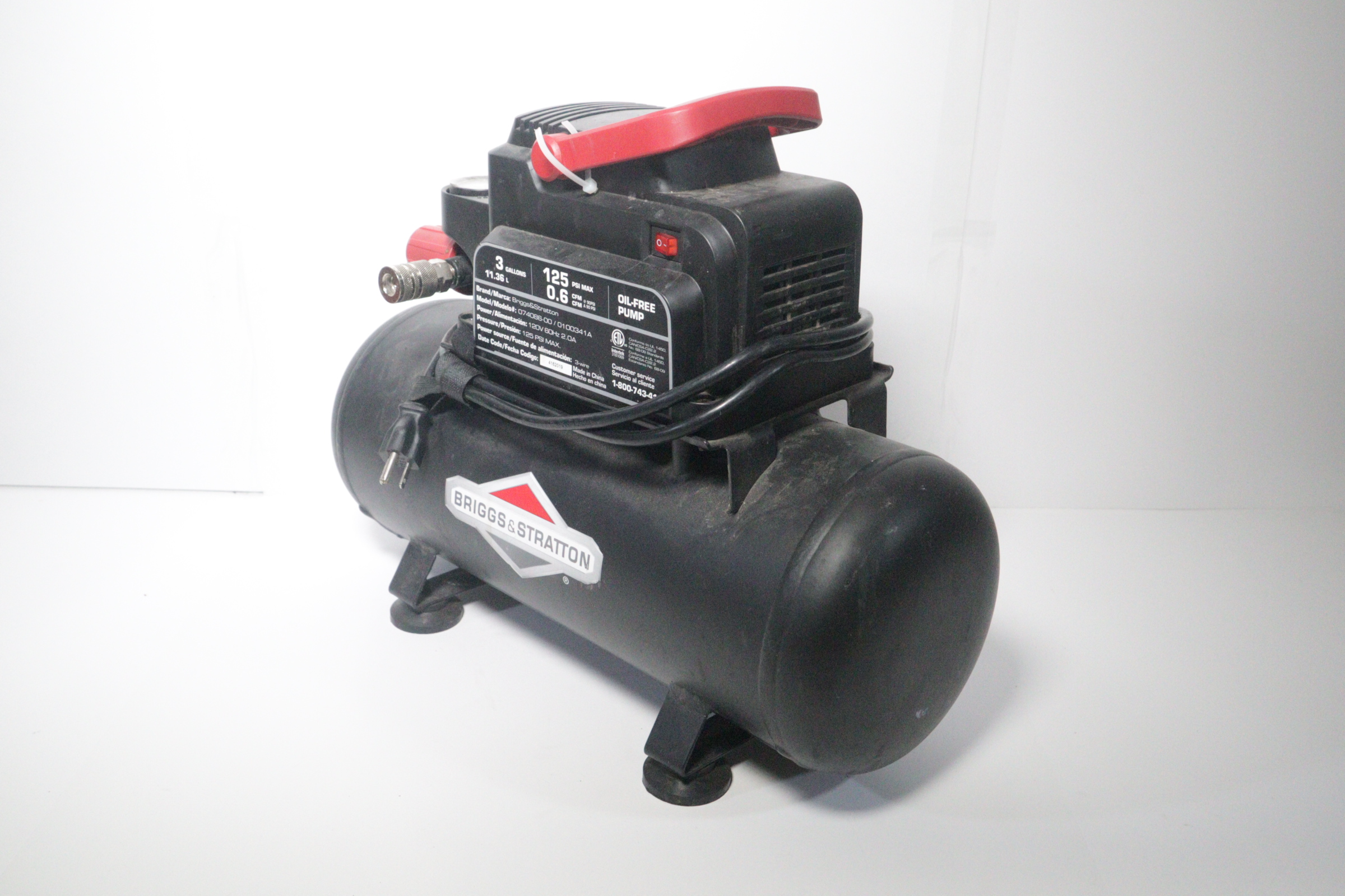 Briiggs Stratton 074086 00 0100341A 3 Gallon Air Compressor Local Pick Up Only