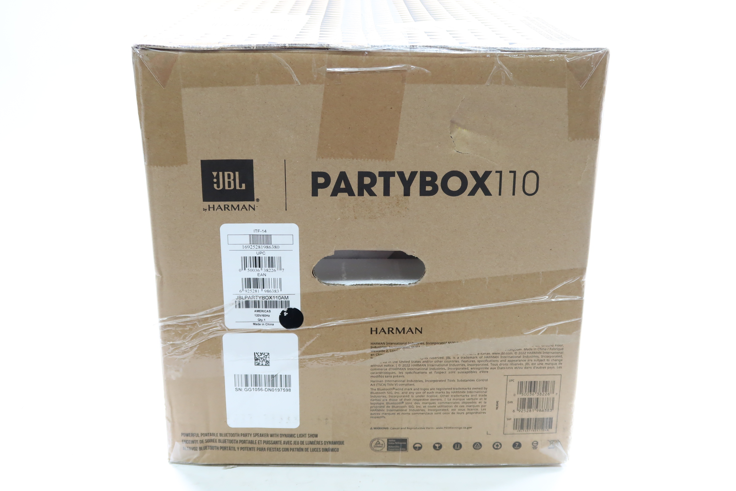  JBL PartyBox 110-160W Portable Wireless Party Speaker -  Powerful Sound and deep bass (JBLPARTYBOX110AM) + AUX Cable + Microfiber  Cloth : Electronics
