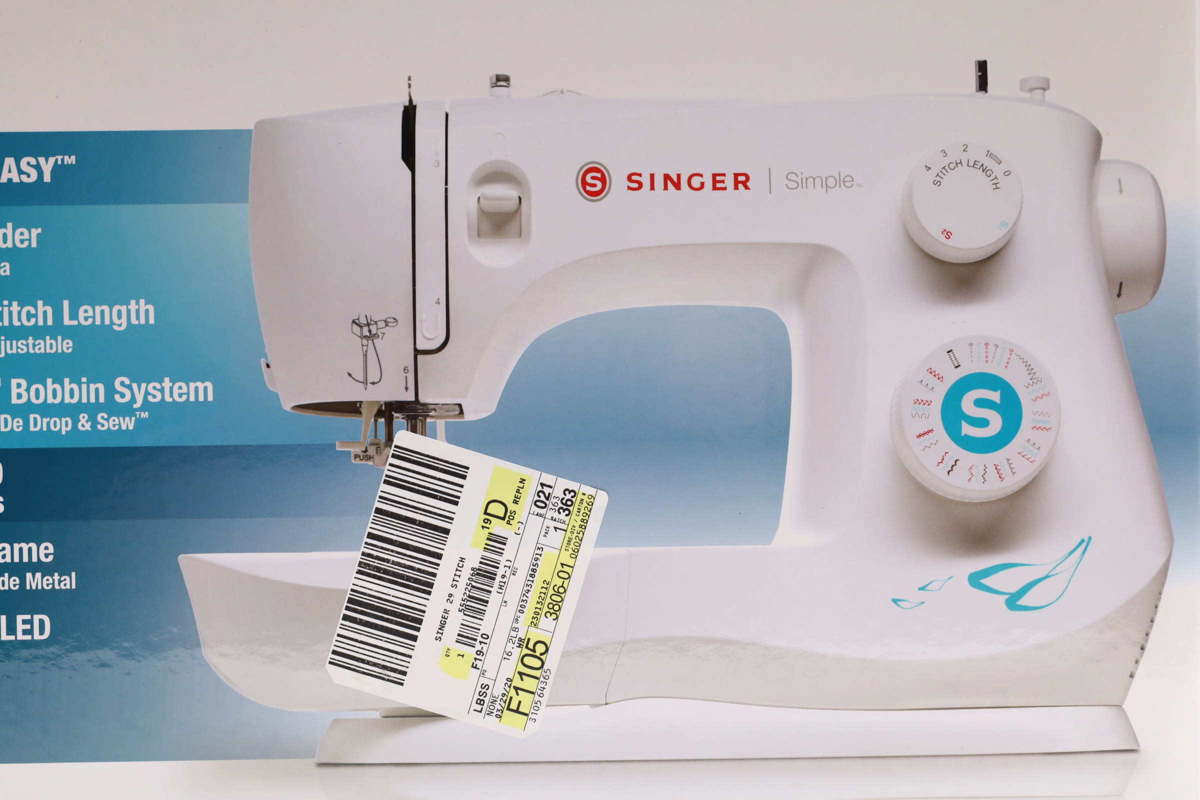 Singer® 3337 Simple™ Mechanical Sewing Machine, White 