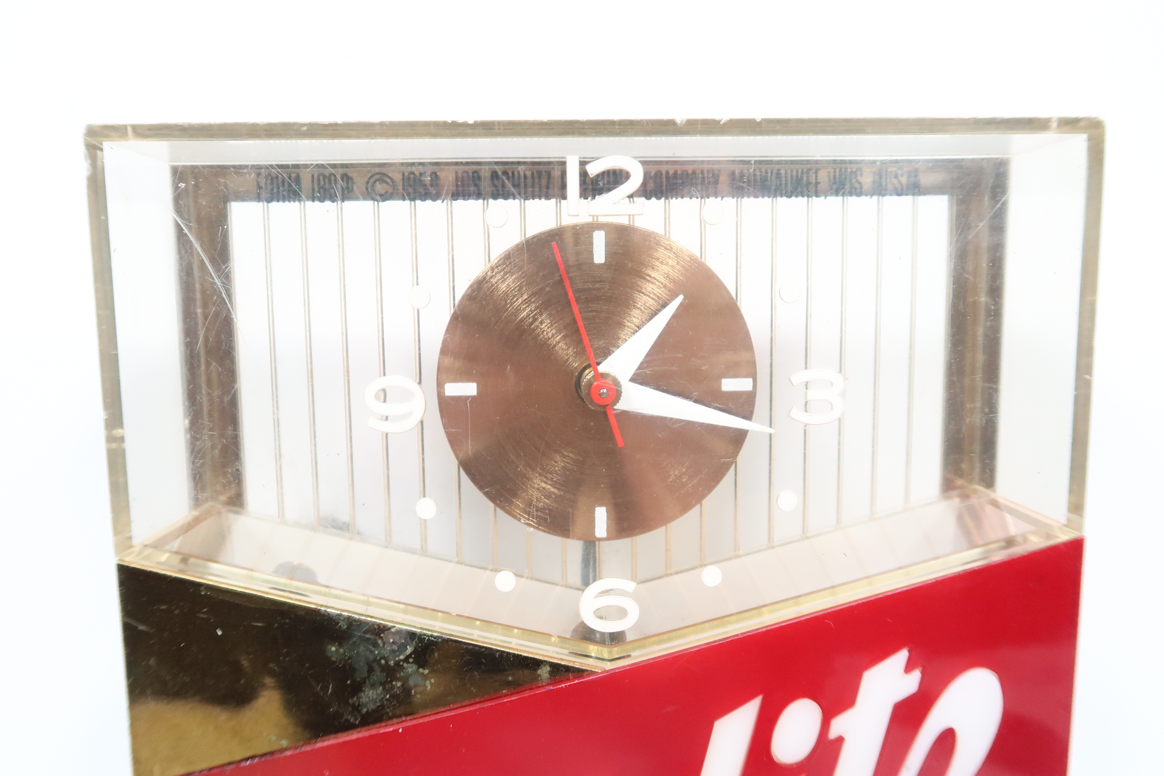 Schlitz Acrylic Fluorescent Bar Clock/Light 1959