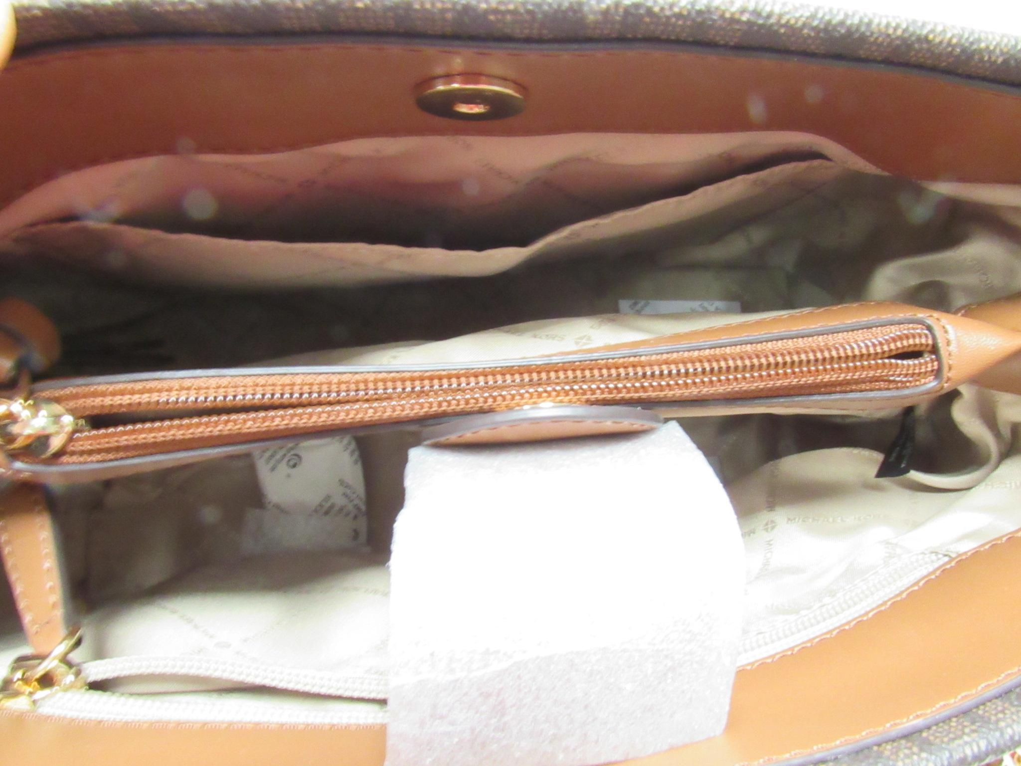 Michael Kors Ladies Handbag Purse Dual Tone Brown