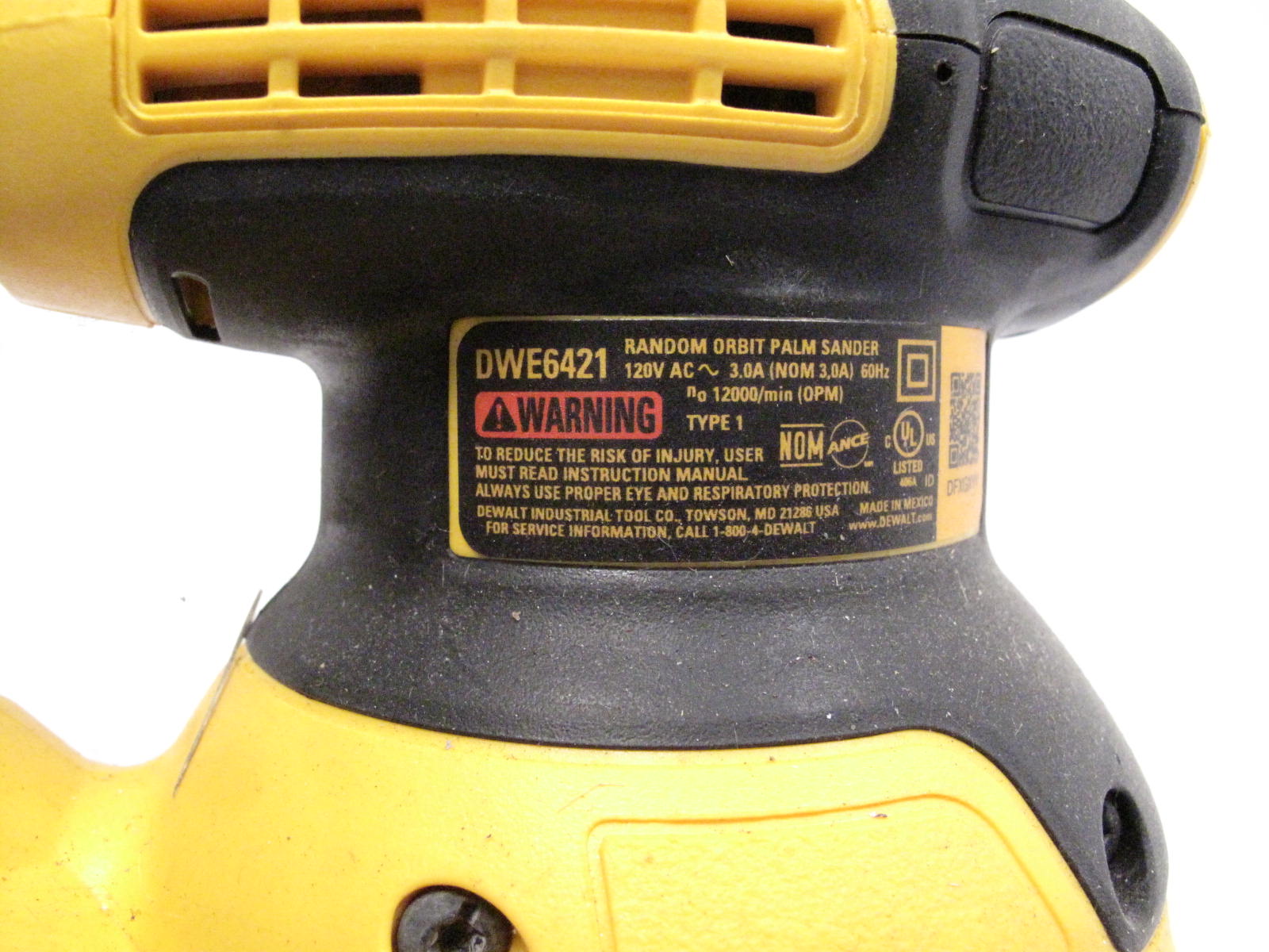 DeWalt DWE6421 Corded Random Orbit Palm Sander 120V 3 Amp 5"
