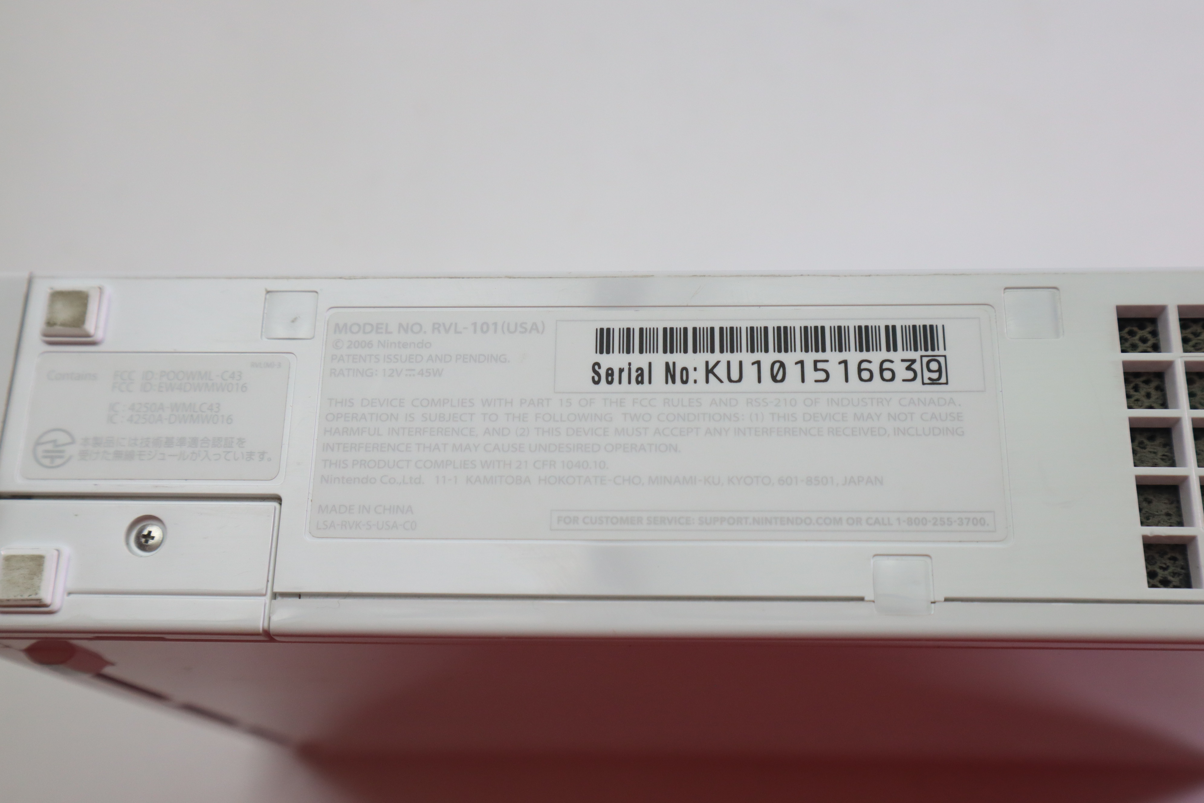 Nintendo Wii RVL101 White Home Video Gaming Console 3849