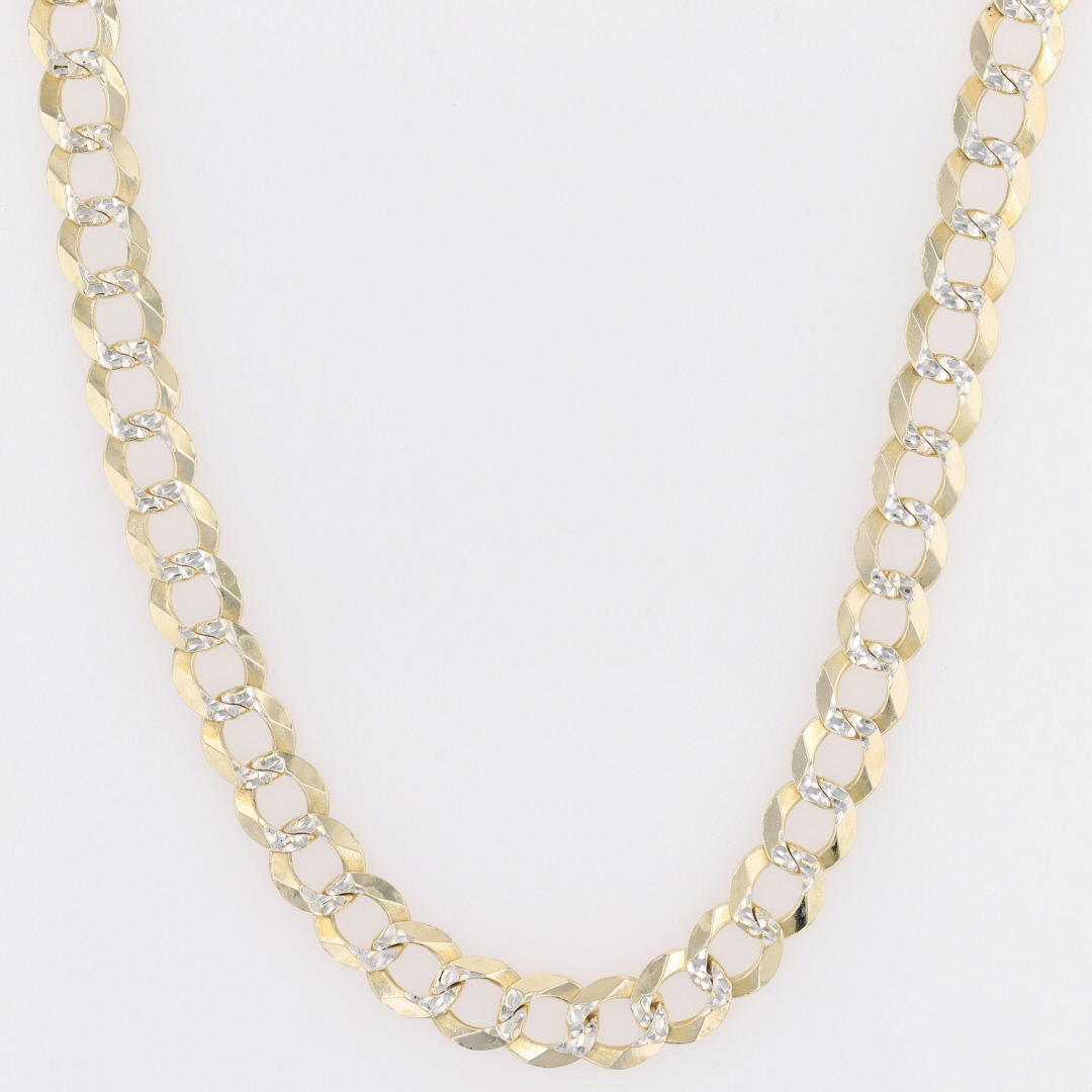 7mm Diamond Cut Curb Link Chain Necklace 14k Multi-Tone Gold