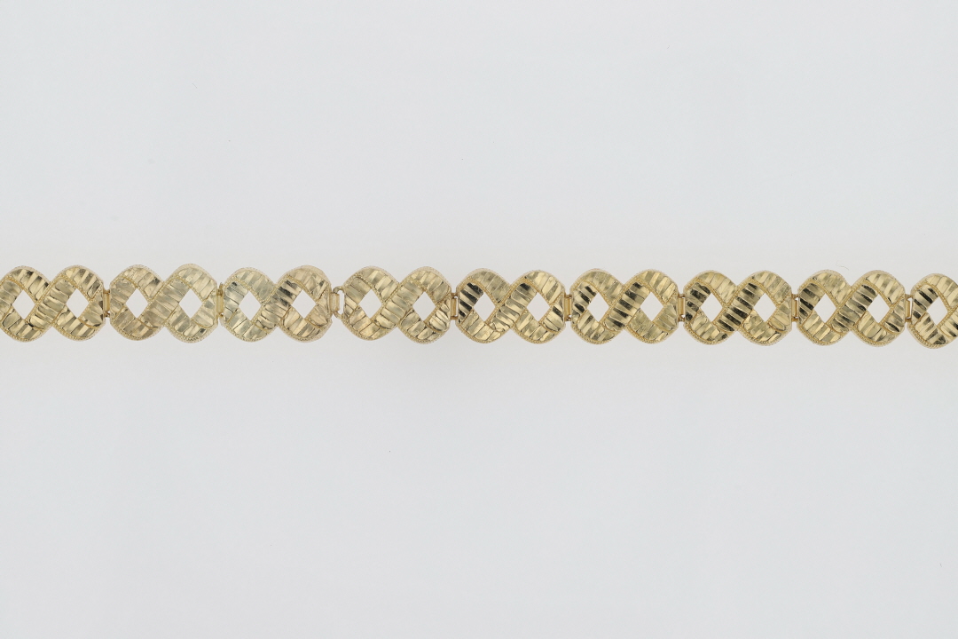 Diamond Cut Figure Link Chain Bracelet 10k Yellow