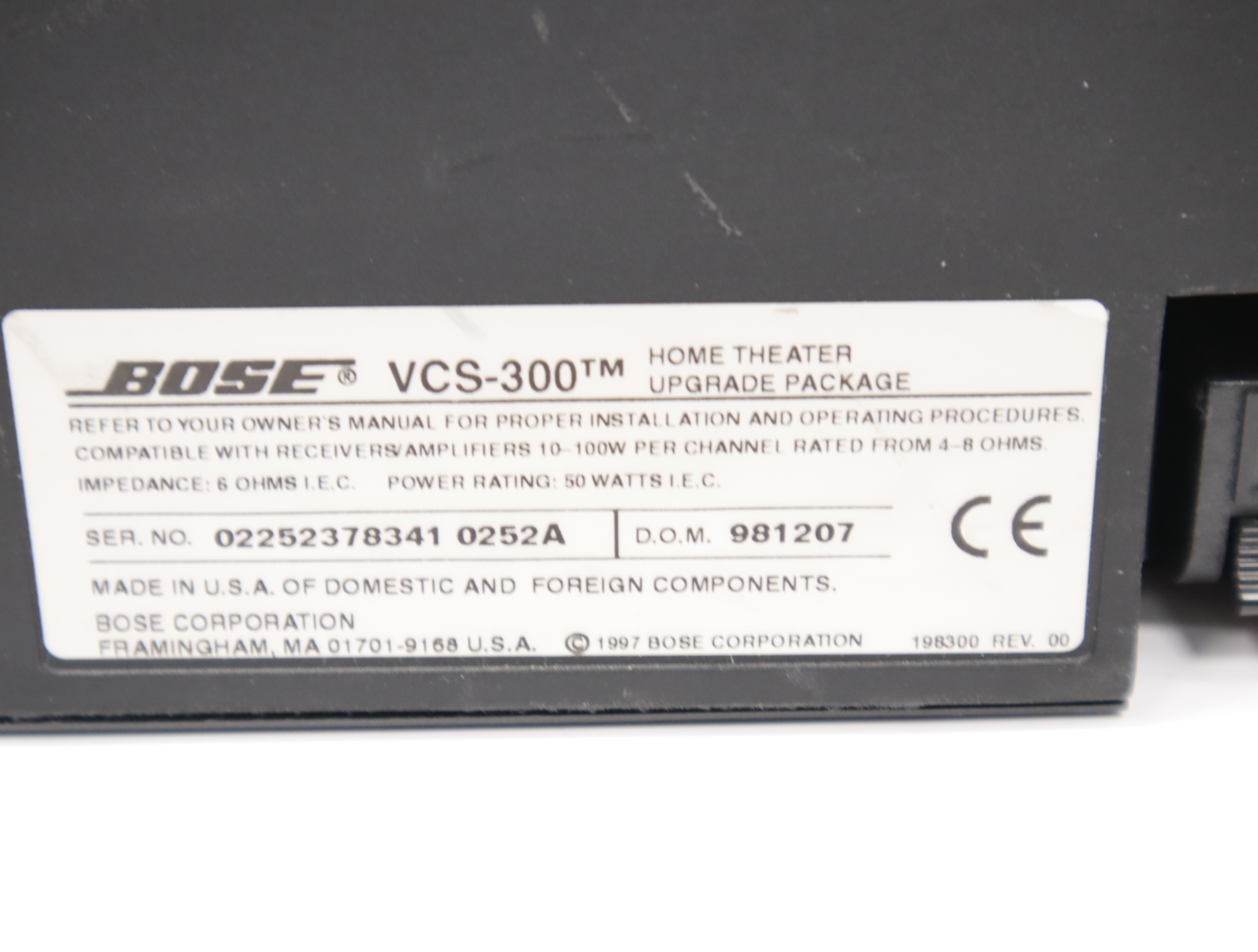 Bose VCS-300 50 Watt Home Theater Center Channel Speaker