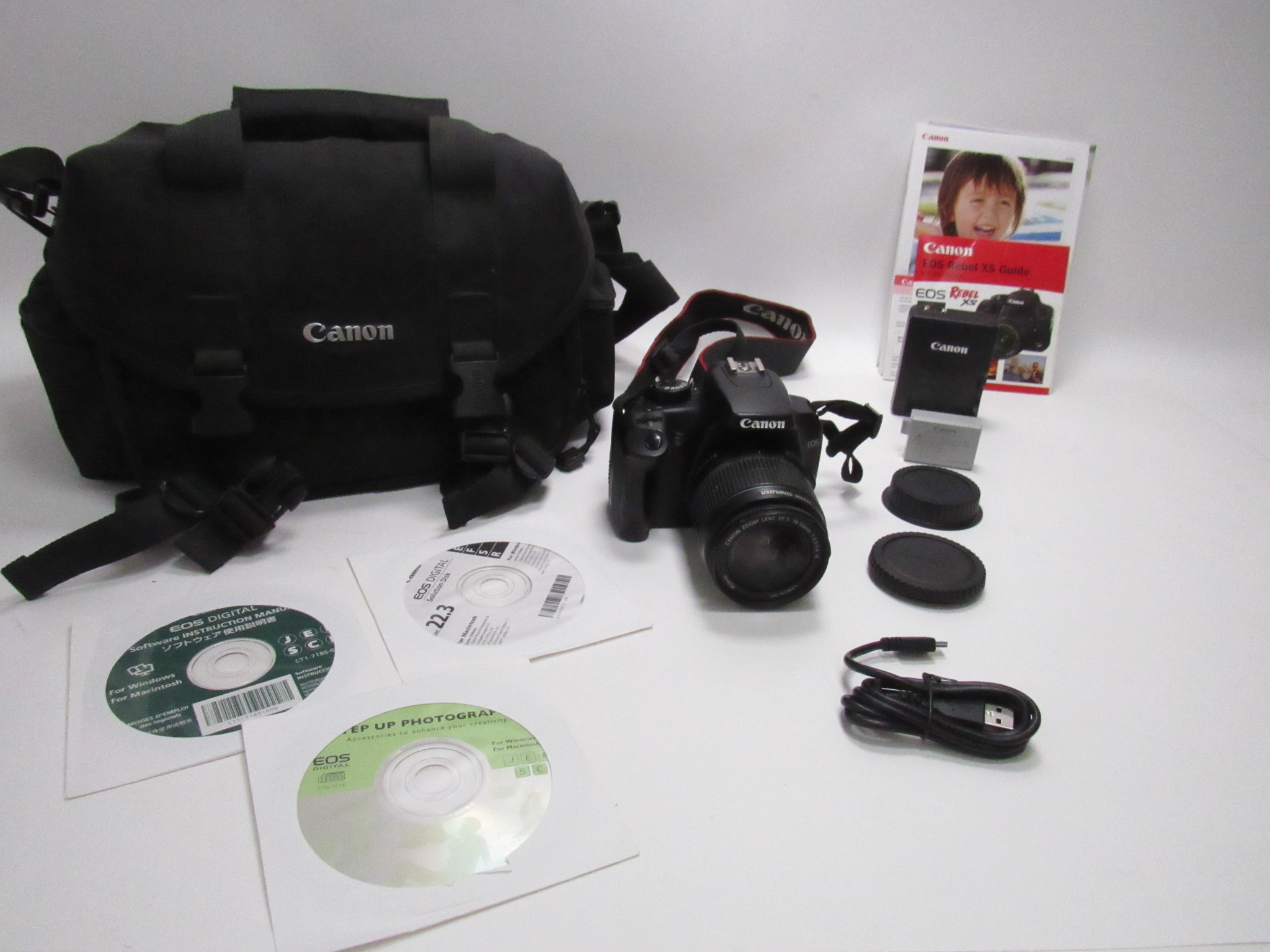 Canon Rebel Xs Ds126191 store Camera with camera bag and lenses