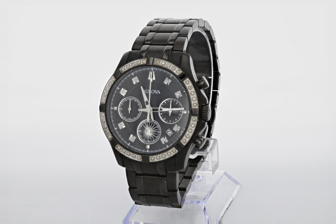 Bulova Classic Diamond Accent 44mm Black Dial Stainless