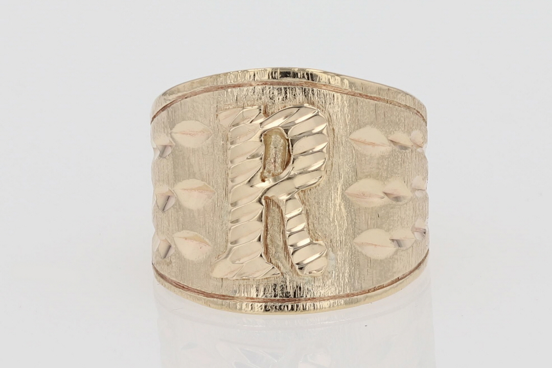 R Letter Gold Ring