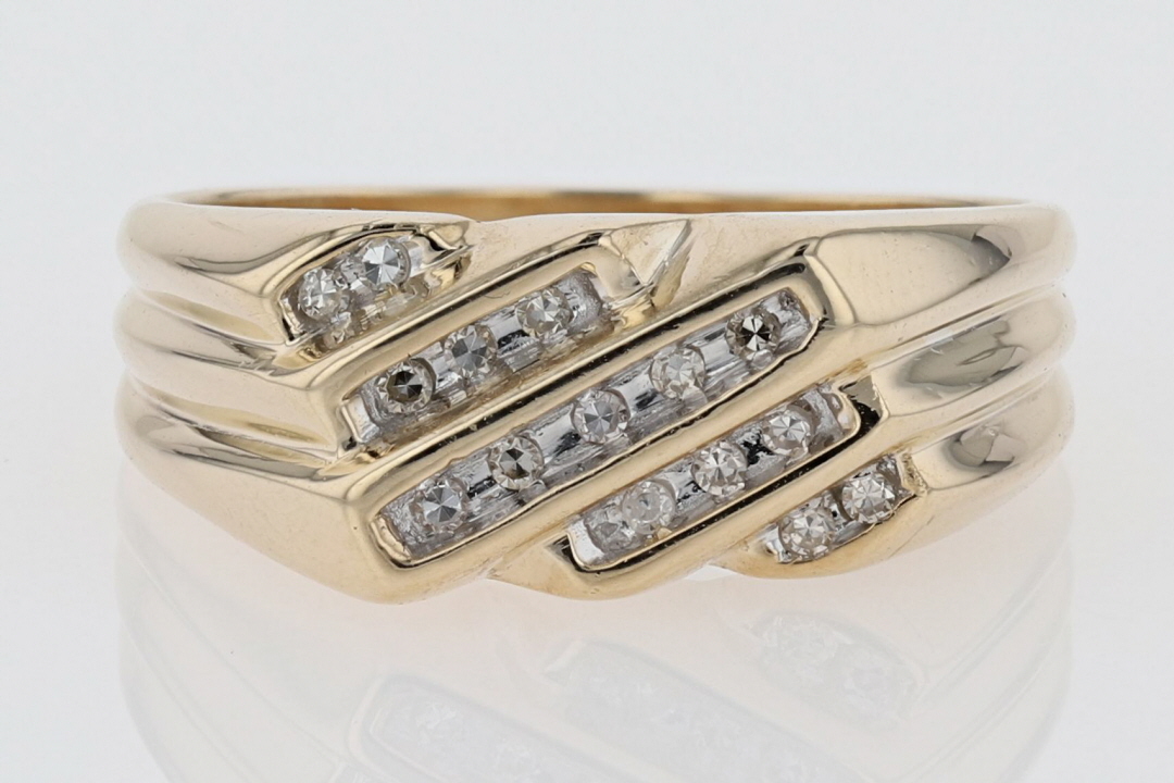 .12ctw Round Cut Diamond Channel-Set Wedding Band Ring 10k Yellow Gold ...