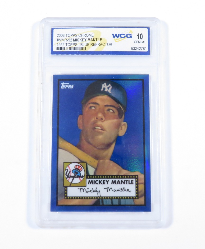 2008 Topps Chrome #MMR-52 Mickey Mantle 1952 Topps-Blue Refractor WCG 10 selling