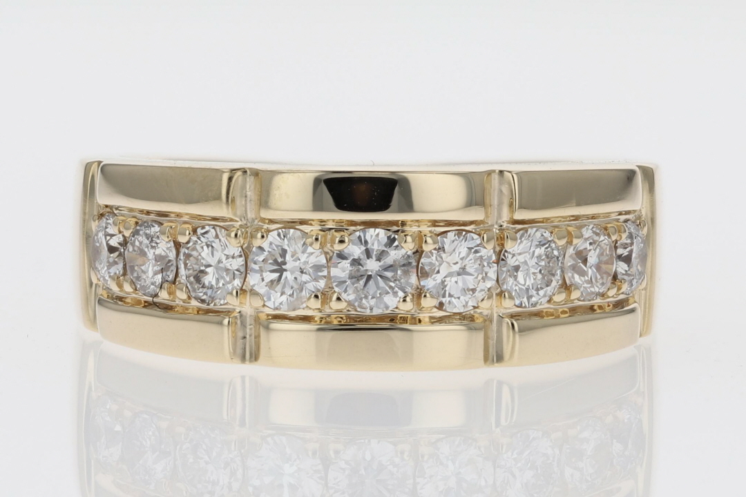 1.00ctw Round Cut Diamond Prong Set Wedding Band Ring 14k Yellow Gold ...