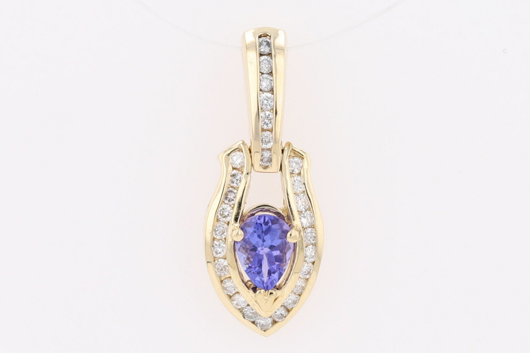 1.29ctw Pear-Shaped Tanzanite with Diamonds Pendant w/o Chain 14k ...