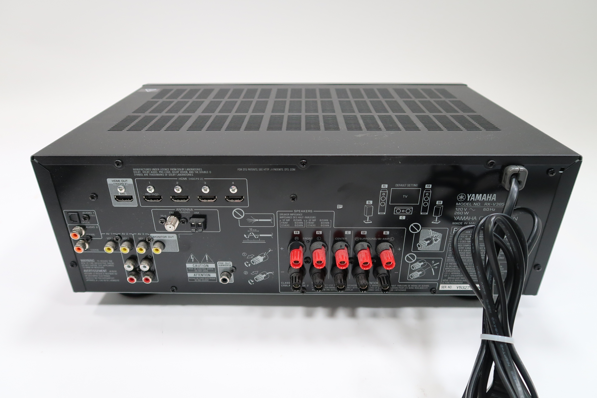 Yamaha RX-V385 5.1-Channel 4K Ultra HD Bluetooth AV Receiver 9037