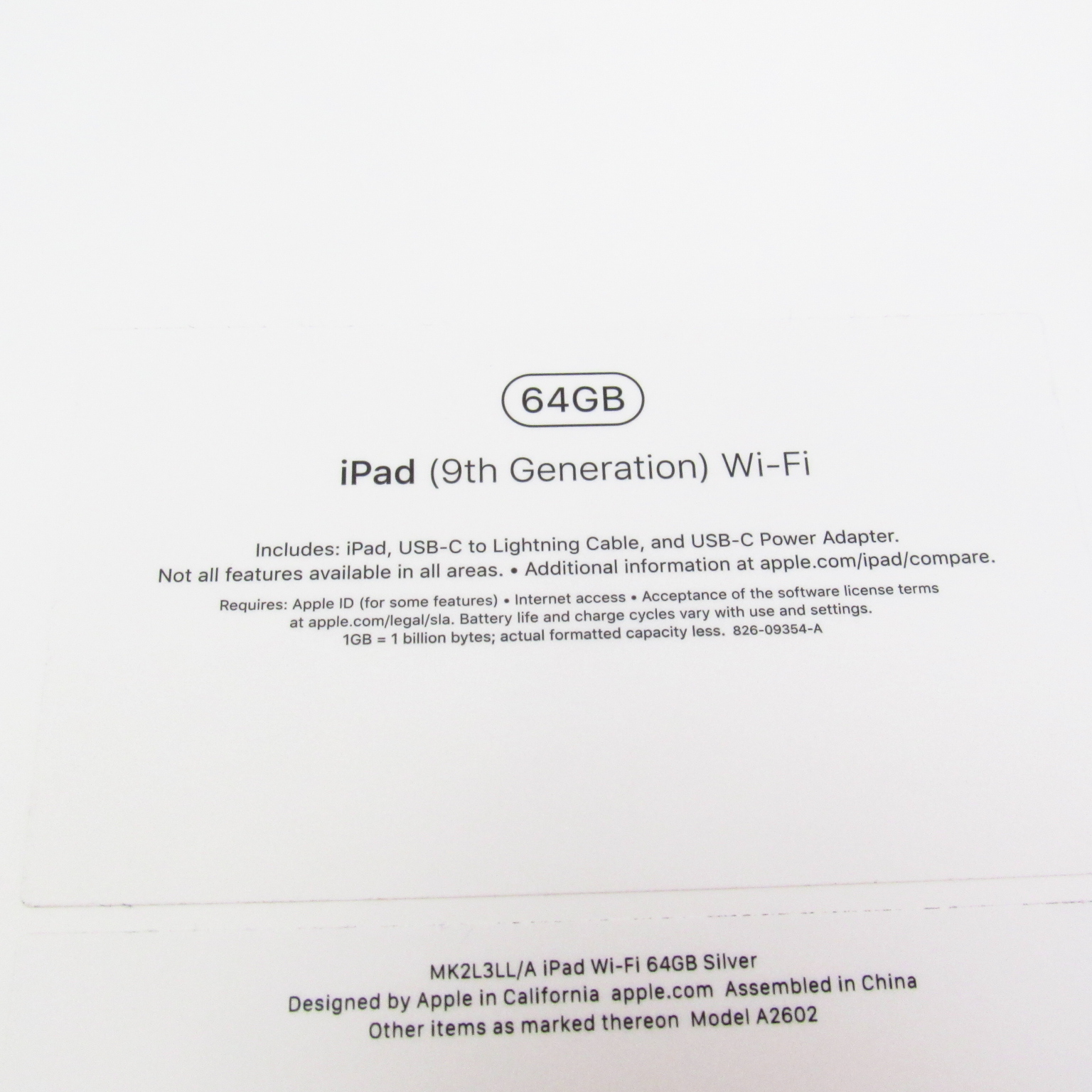 Apple iPad 9th Generation MK2L3LL/A 64GB 10.2