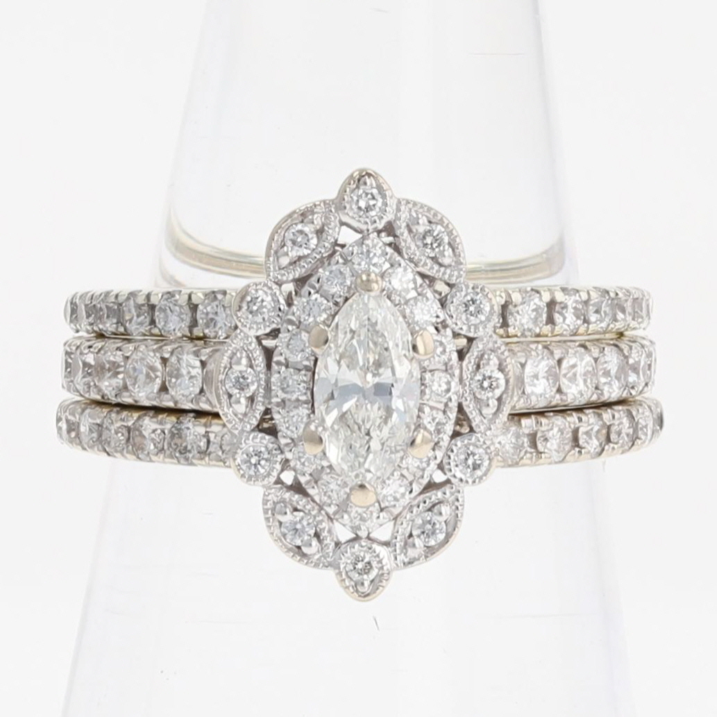 Neil Lane Marquise Diamond w/ Halos Wedding Set 14k White