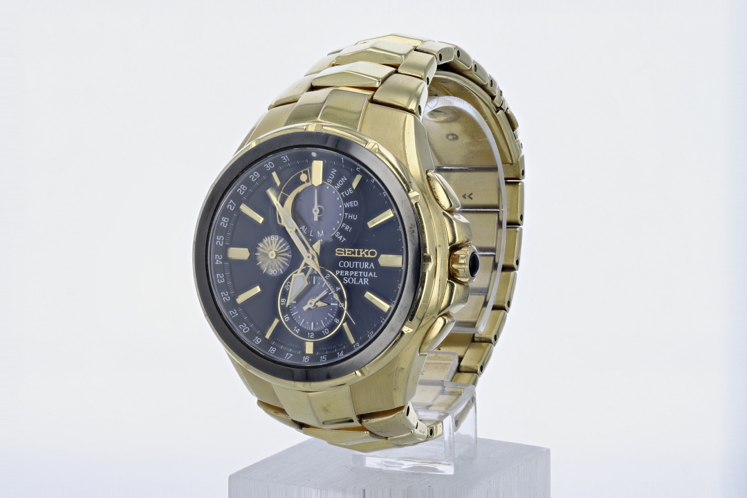 Seiko Coutura Solar Black Dial Chronograph Stainless Steel Men's