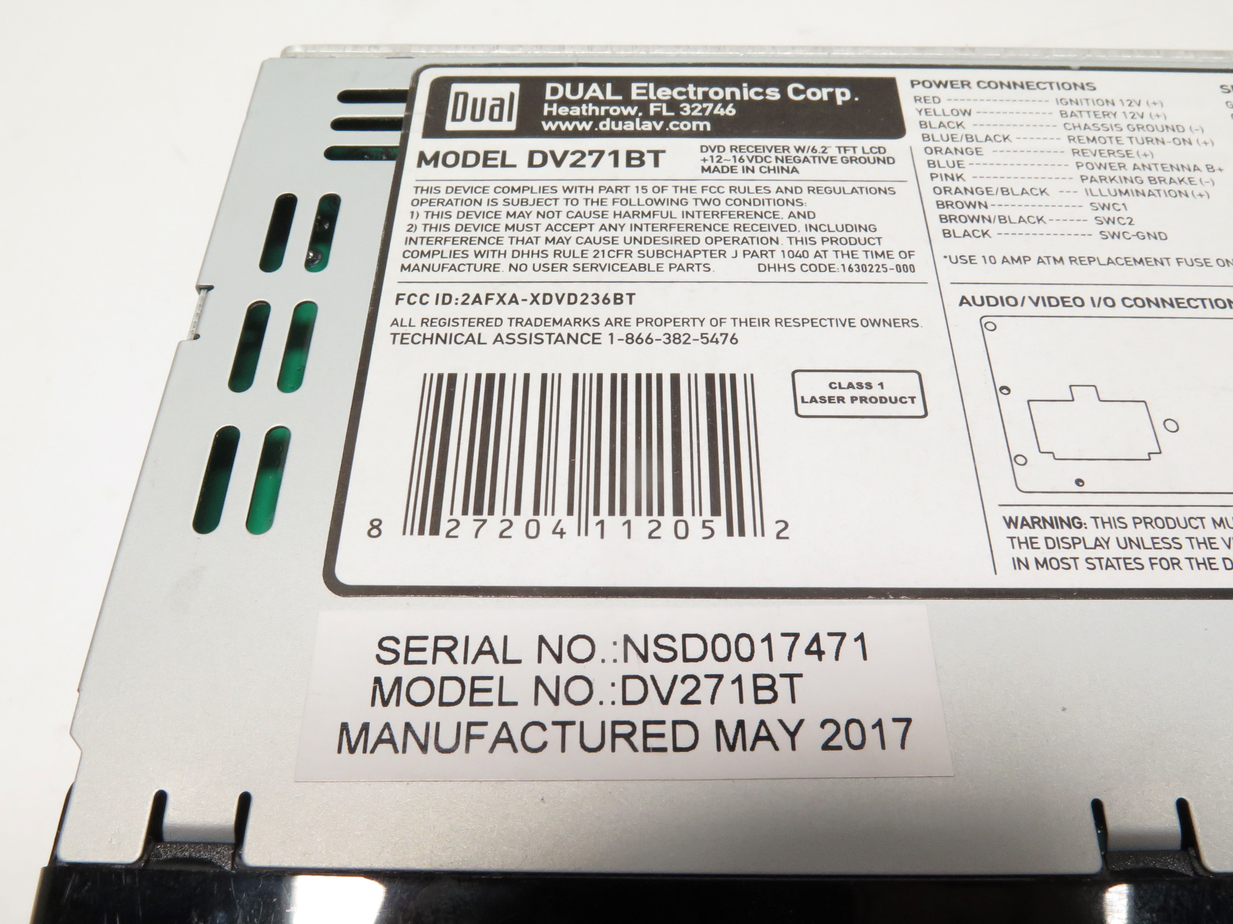 Dual DV271BT Double DIN CD/DVD Bluetooth Digital Media Receiver 3133